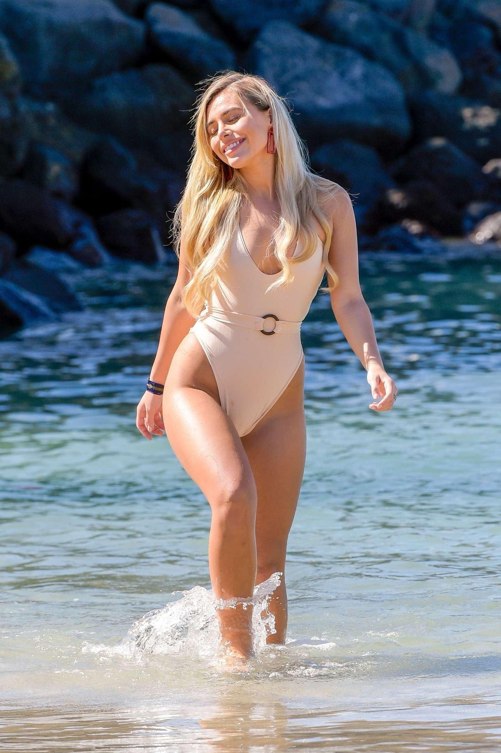 Ellie Brown in Swimsuit on holiday in Ibiza
