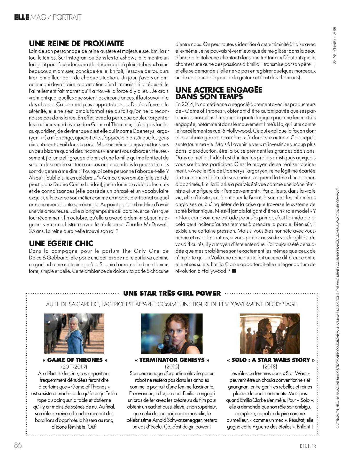 Emilia Clarke â€“ Elle France Magazine (November 2018)