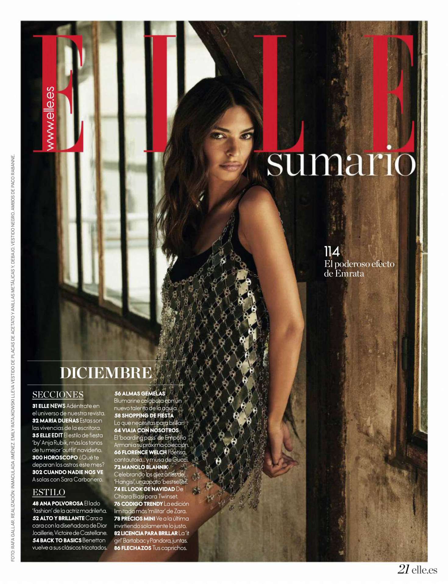 Emily Ratajkowski â€“ Elle Spain Magazine (December 2018)