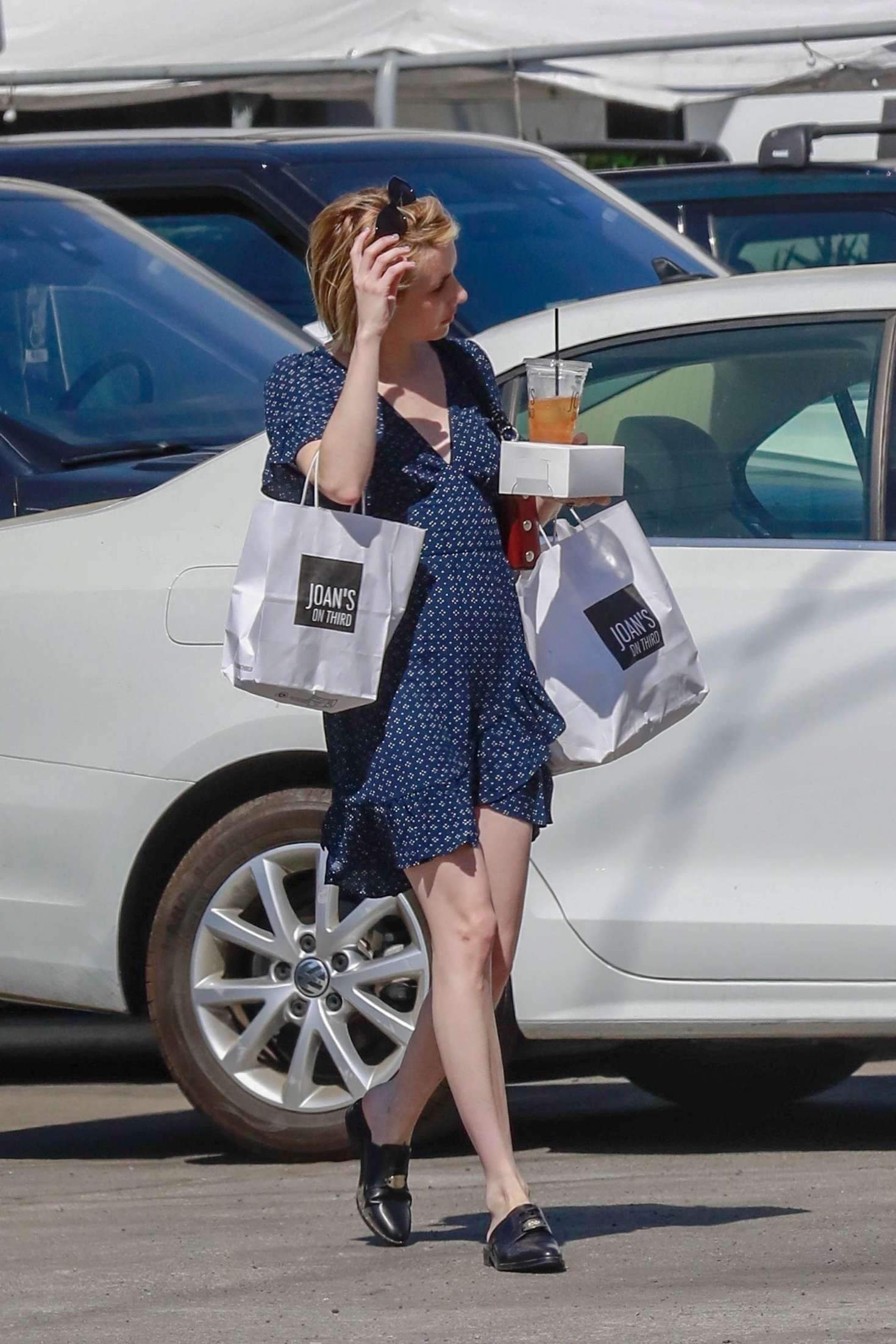 Emma Roberts in Mini Dress at Joanâ€™s on Third in Los Angeles