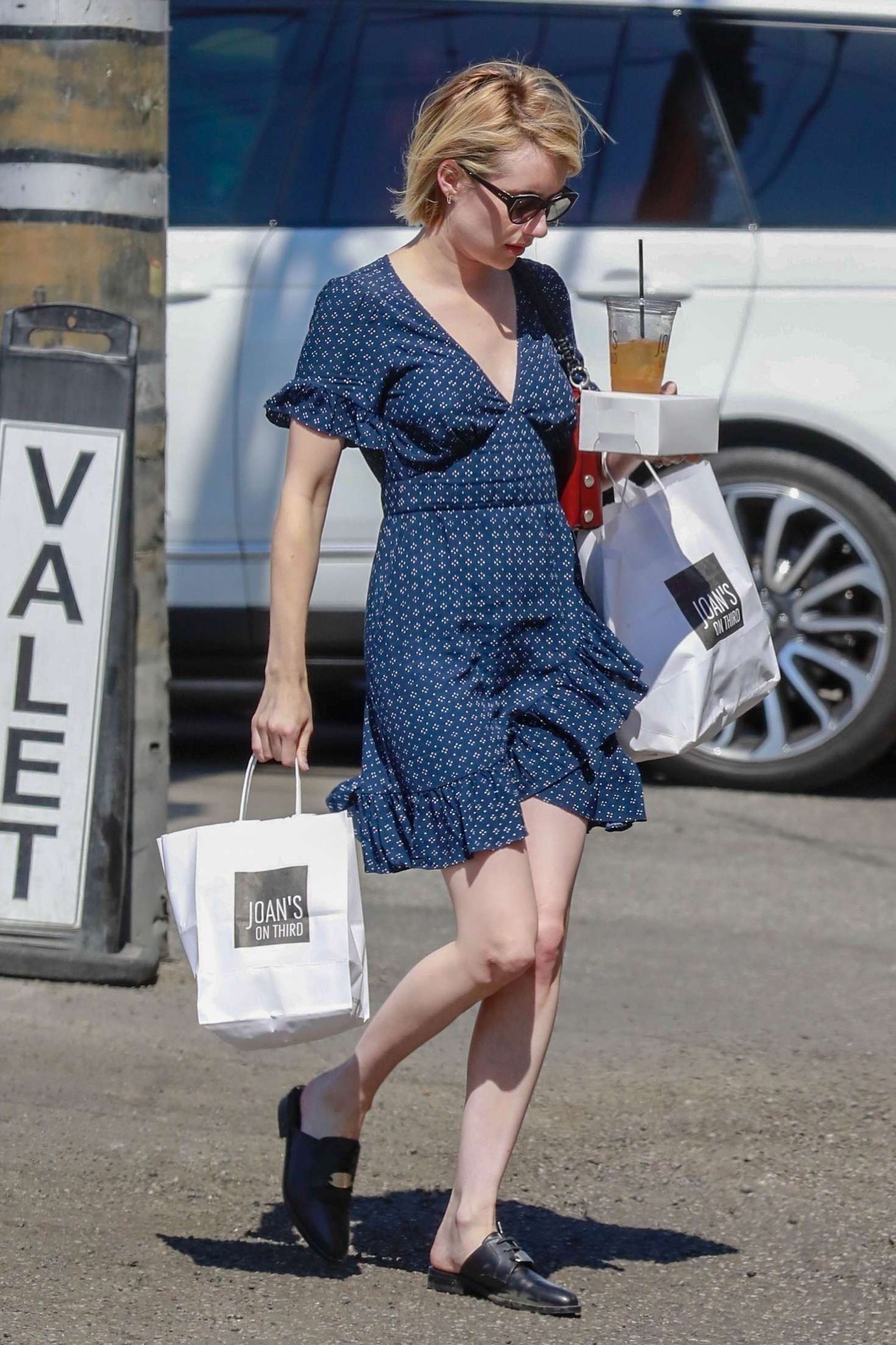 Emma Roberts in Mini Dress at Joanâ€™s on Third in Los Angeles
