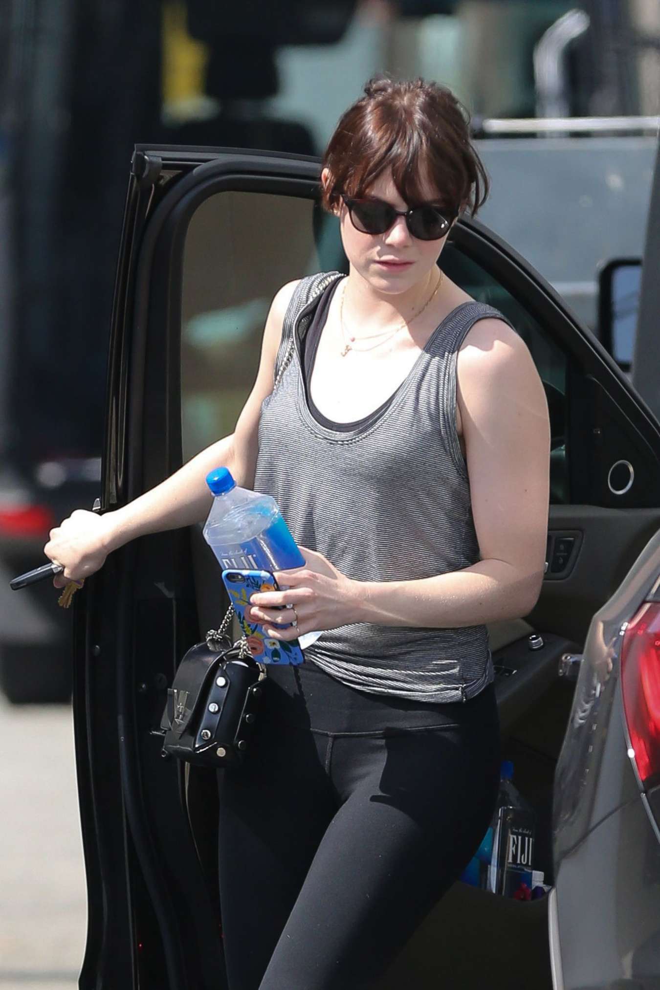 Emma Stone in Tights at the Gym in Los Angeles