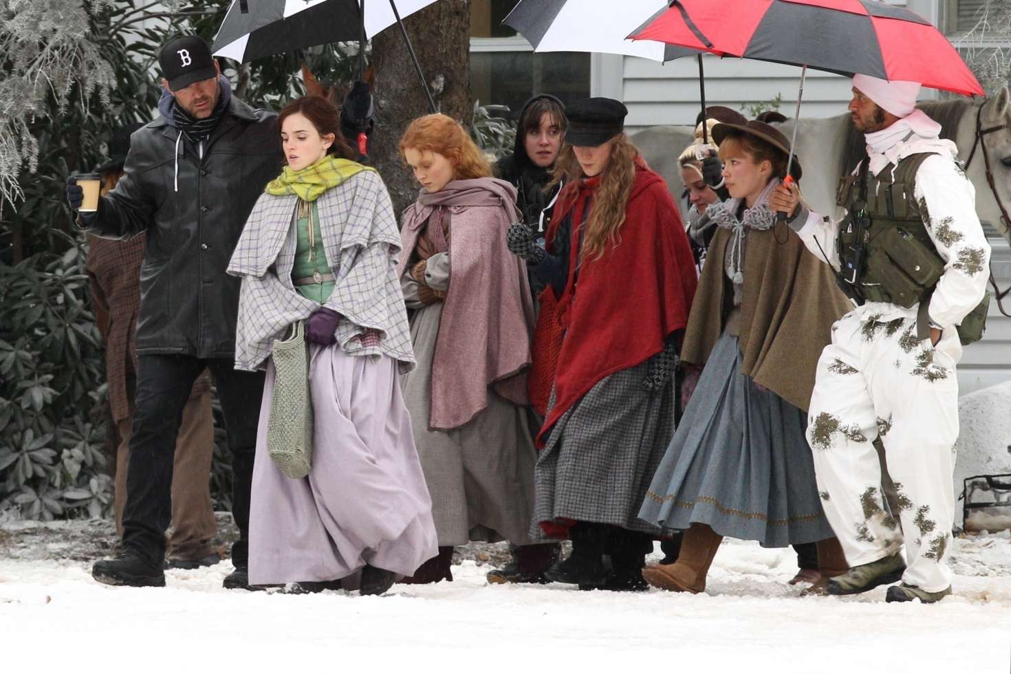 Emma Watson, Saoirse Ronan, Florence Pugh and Eliza Scanlen â€“ Filming â€˜Little Womenâ€™ Set in Cambridge