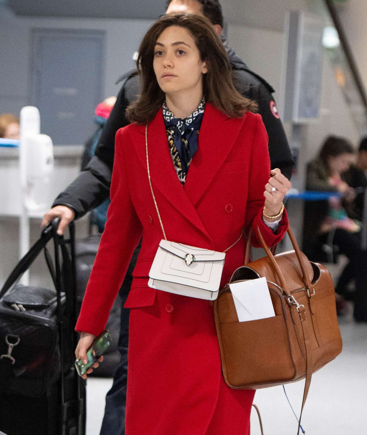 Emmy Rossum with husband Sam Esmail â€“ Arrives at JFK Airport in NYC