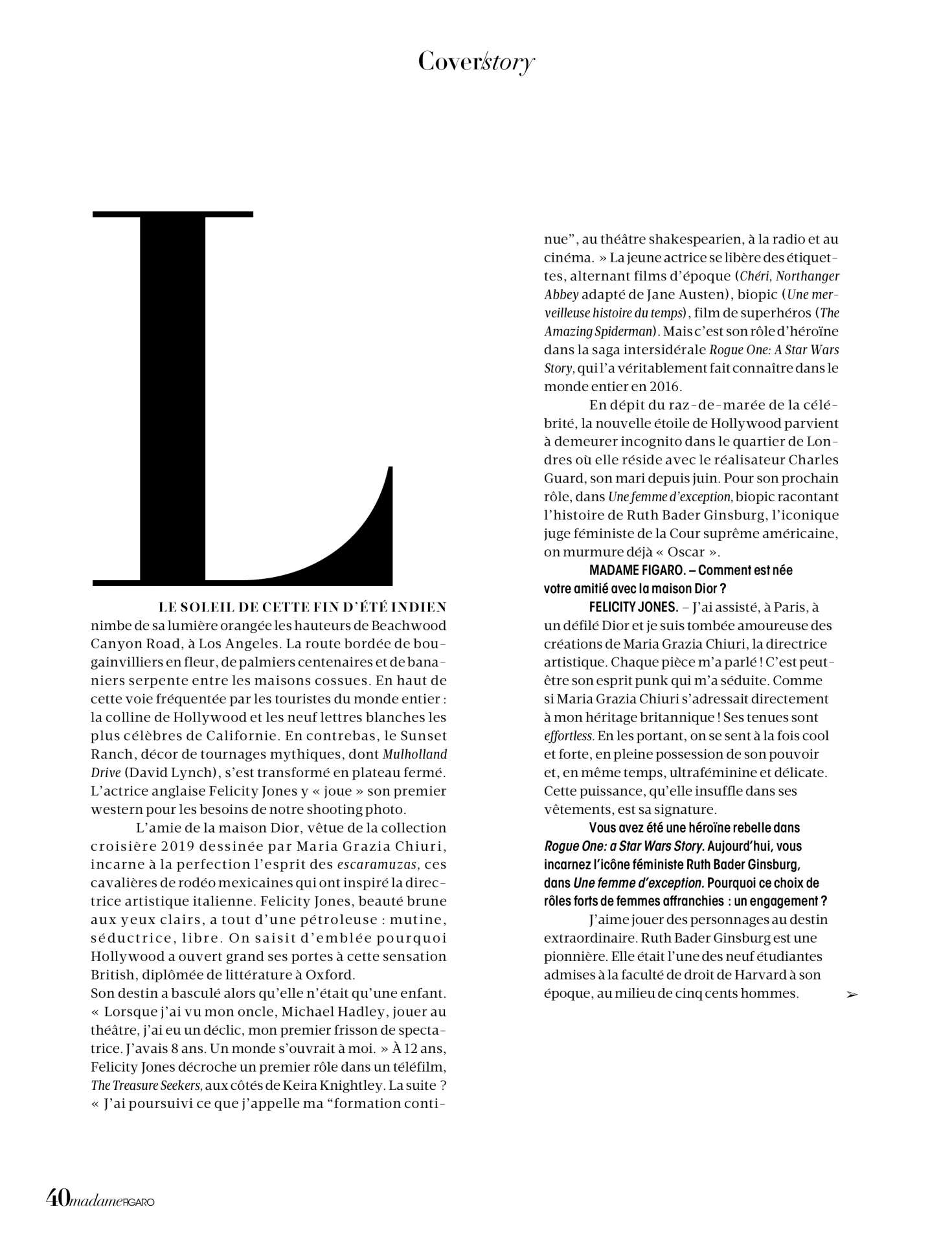 Felicity Jones â€“ Madame Figaro Magazine (December 2018)