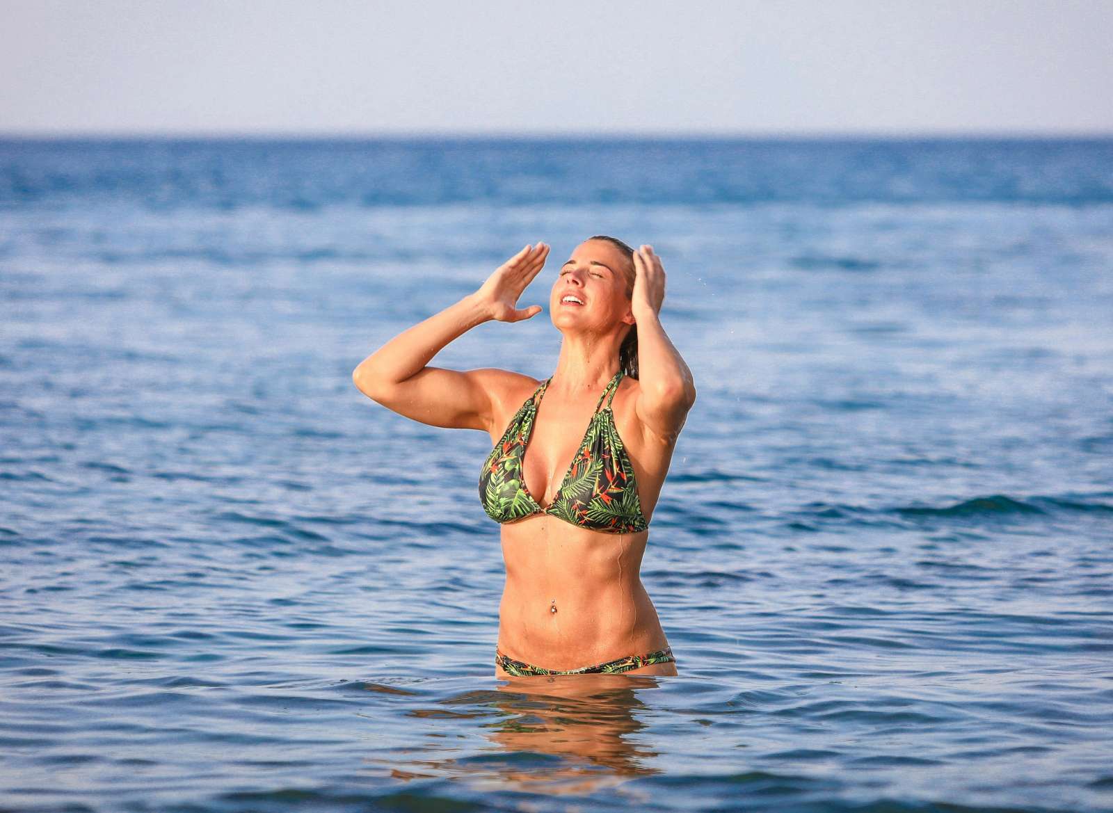 Gemma Atkinson in Bikini at the beach in Crete