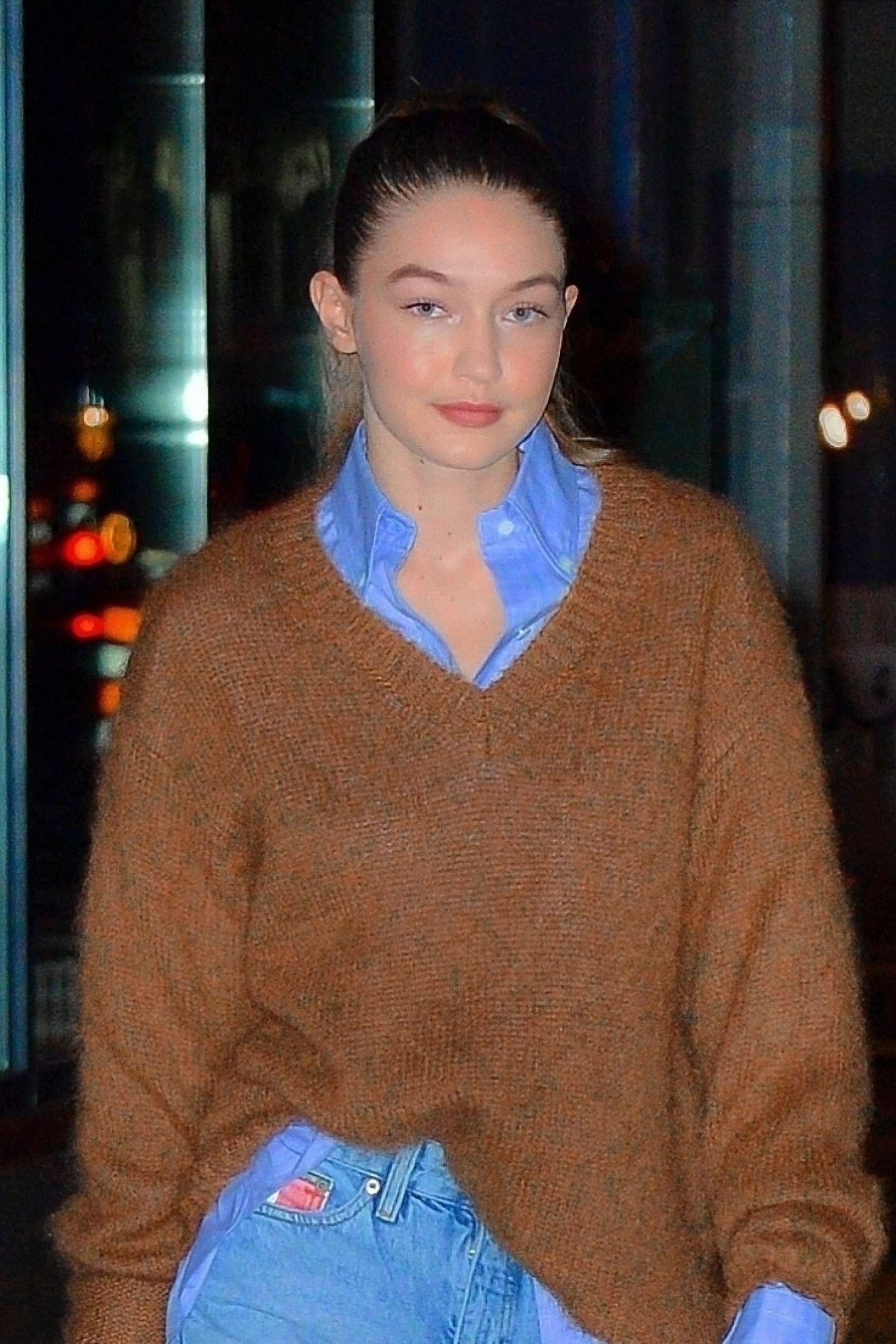 Gigi Hadid in Jeans and Sweater â€“ Out in New York City