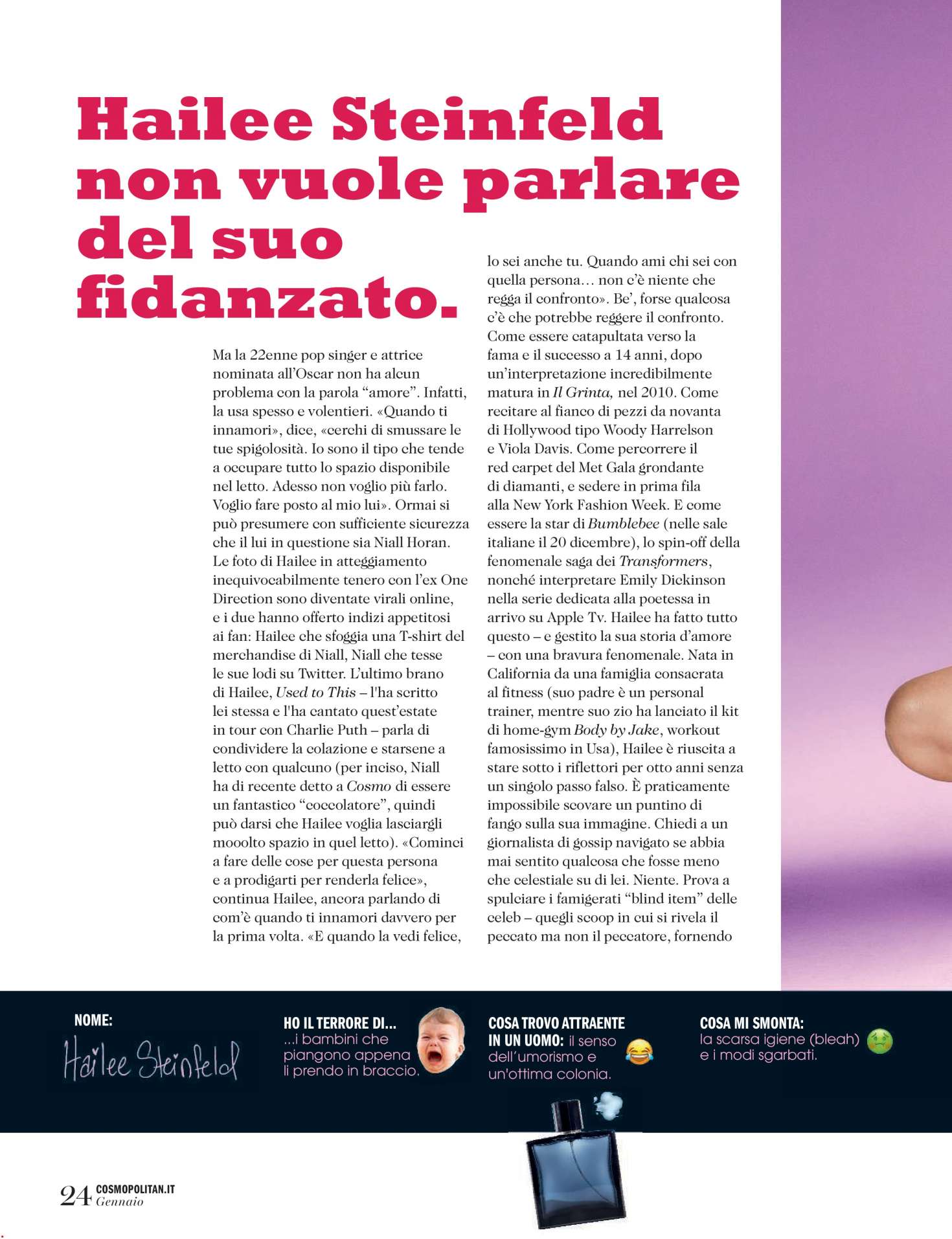 Hailee Steinfeld â€“ Cosmopolitan Italy Magazine (January 2019)
