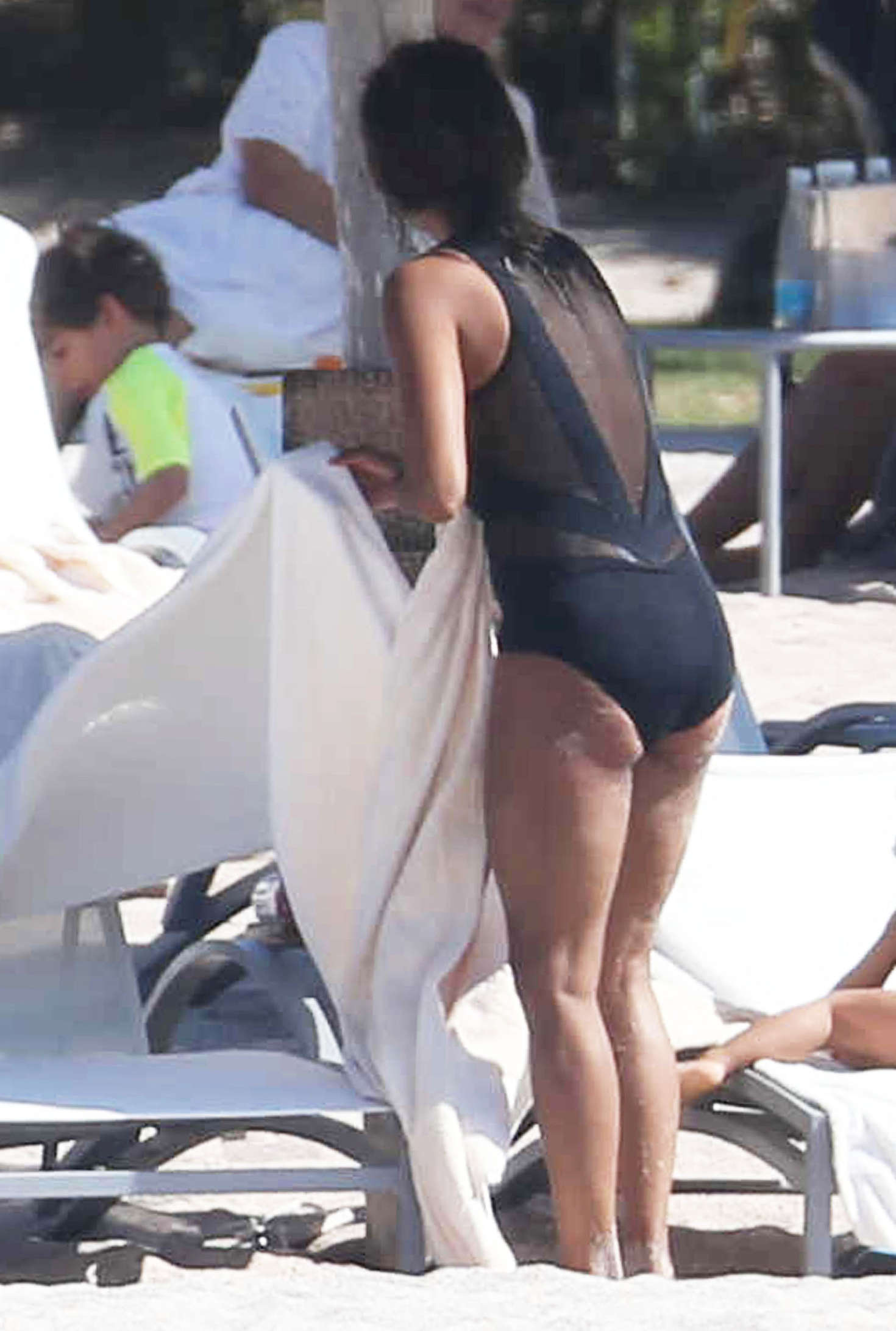 Halle Berry in Black Swimsuit in Mexico