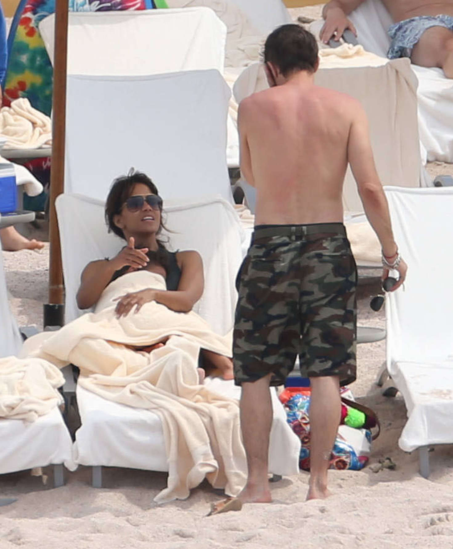 Halle Berry in Black Swimsuit in Mexico