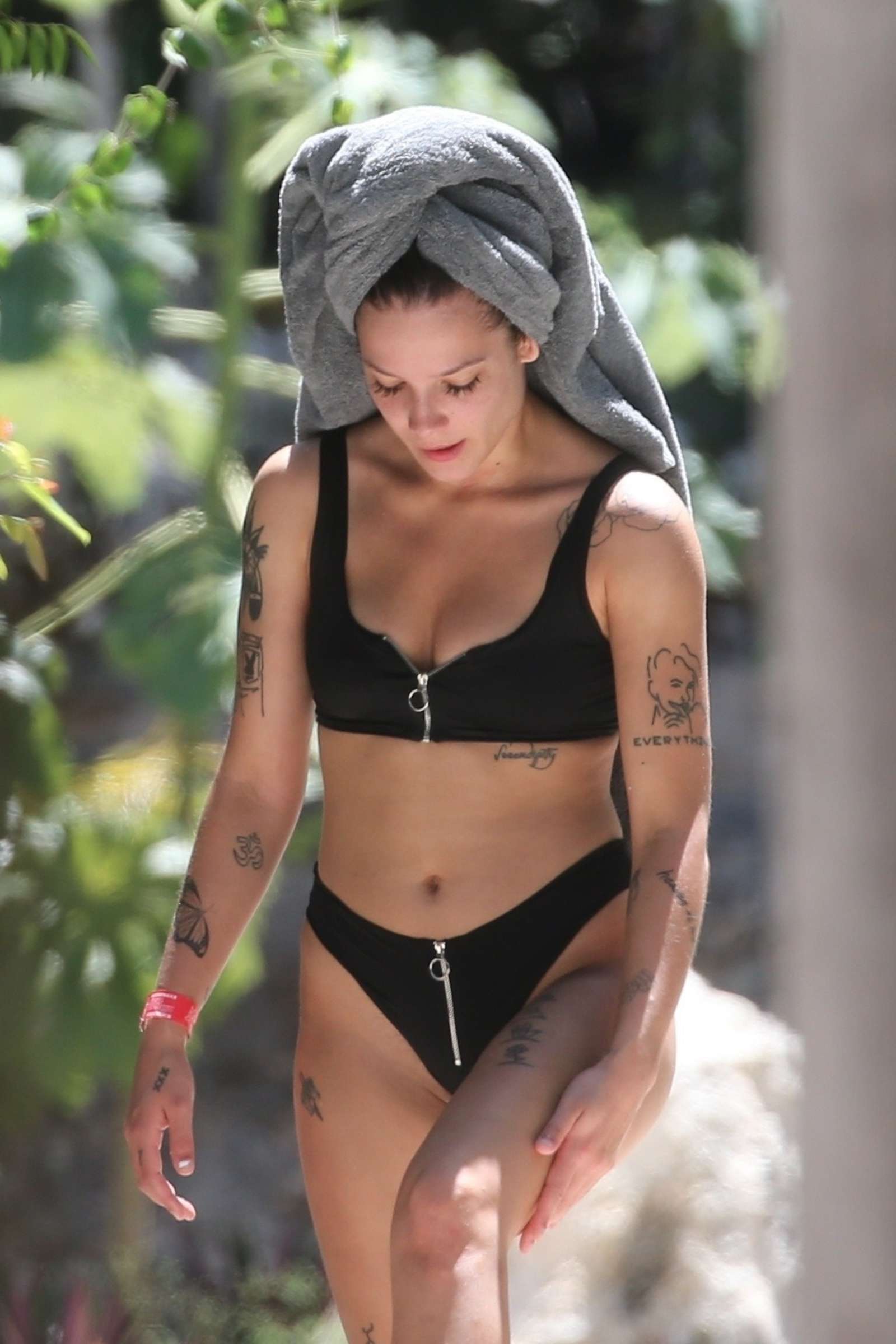 Halsey in Black Bikini at the Cenote Tortuga in Tulum