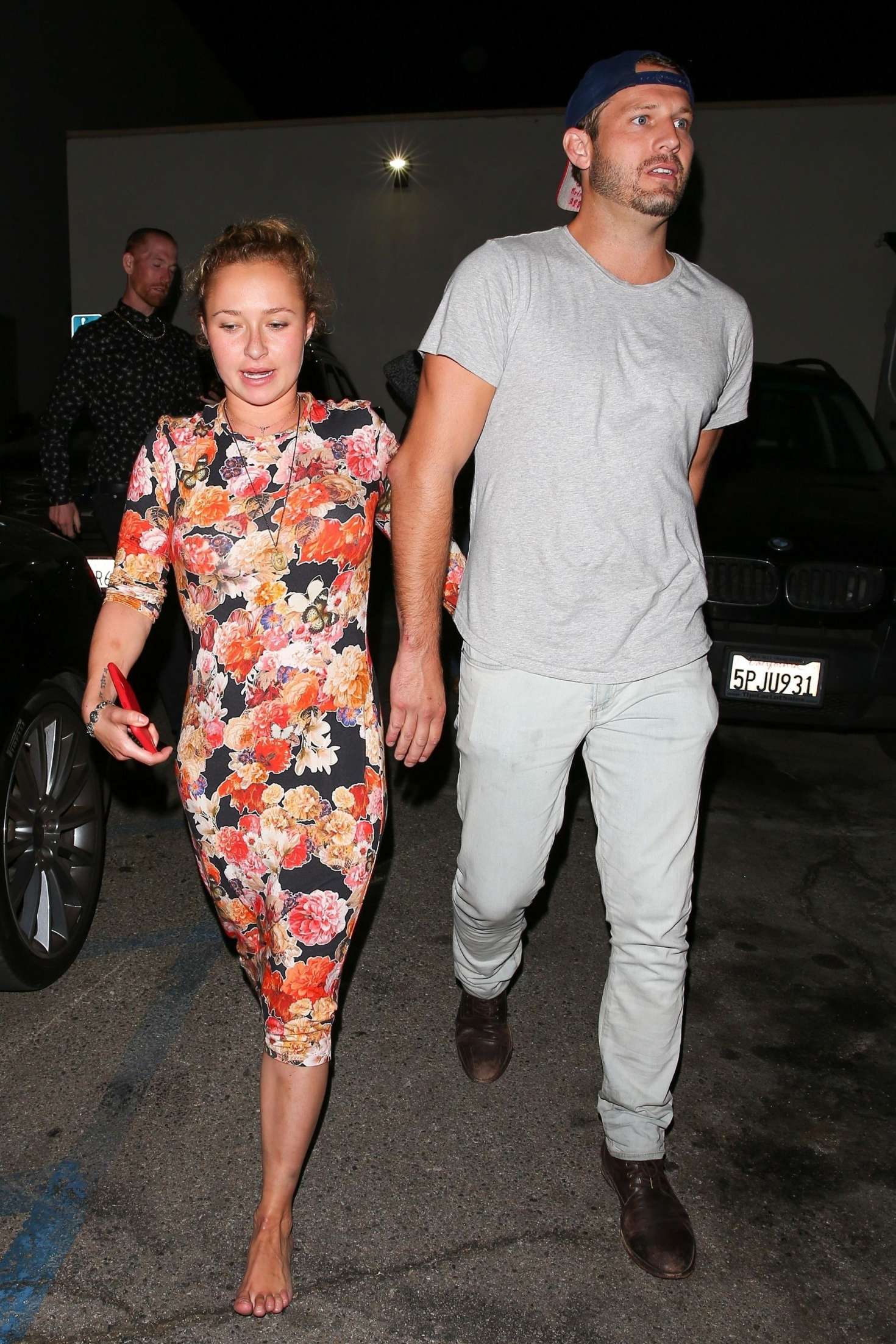 Hayden Panettiere in Floral Dress â€“ Leaves restaurant in Hollywood