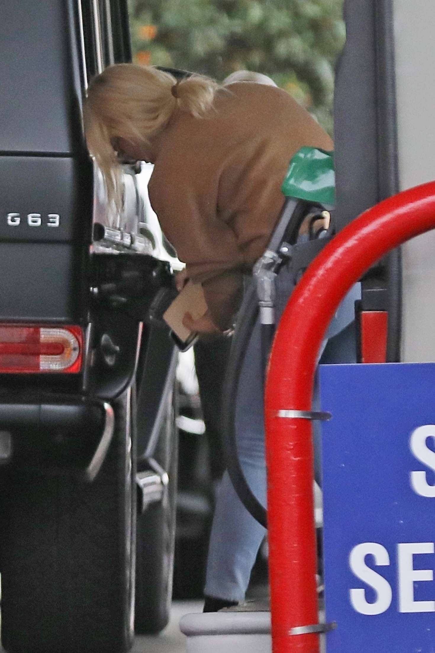 Hilary Duff at a gas station in LA