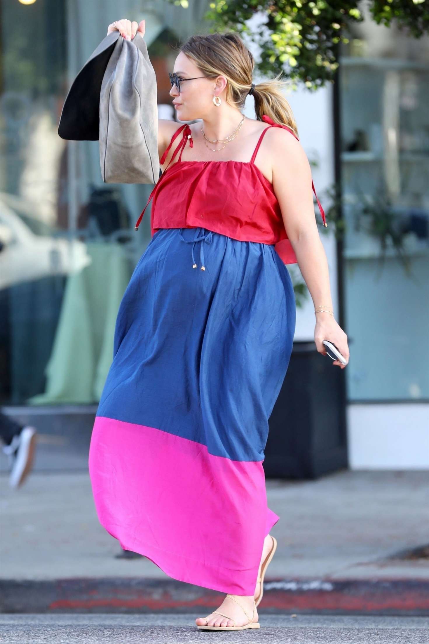 Hilary Duff in Colorful Dress â€“ Out in West Hollywood