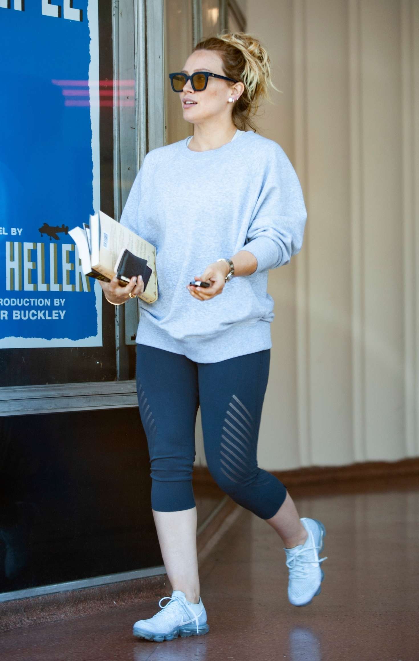Hilary Duff in Leggings at Starbucks in Studio City