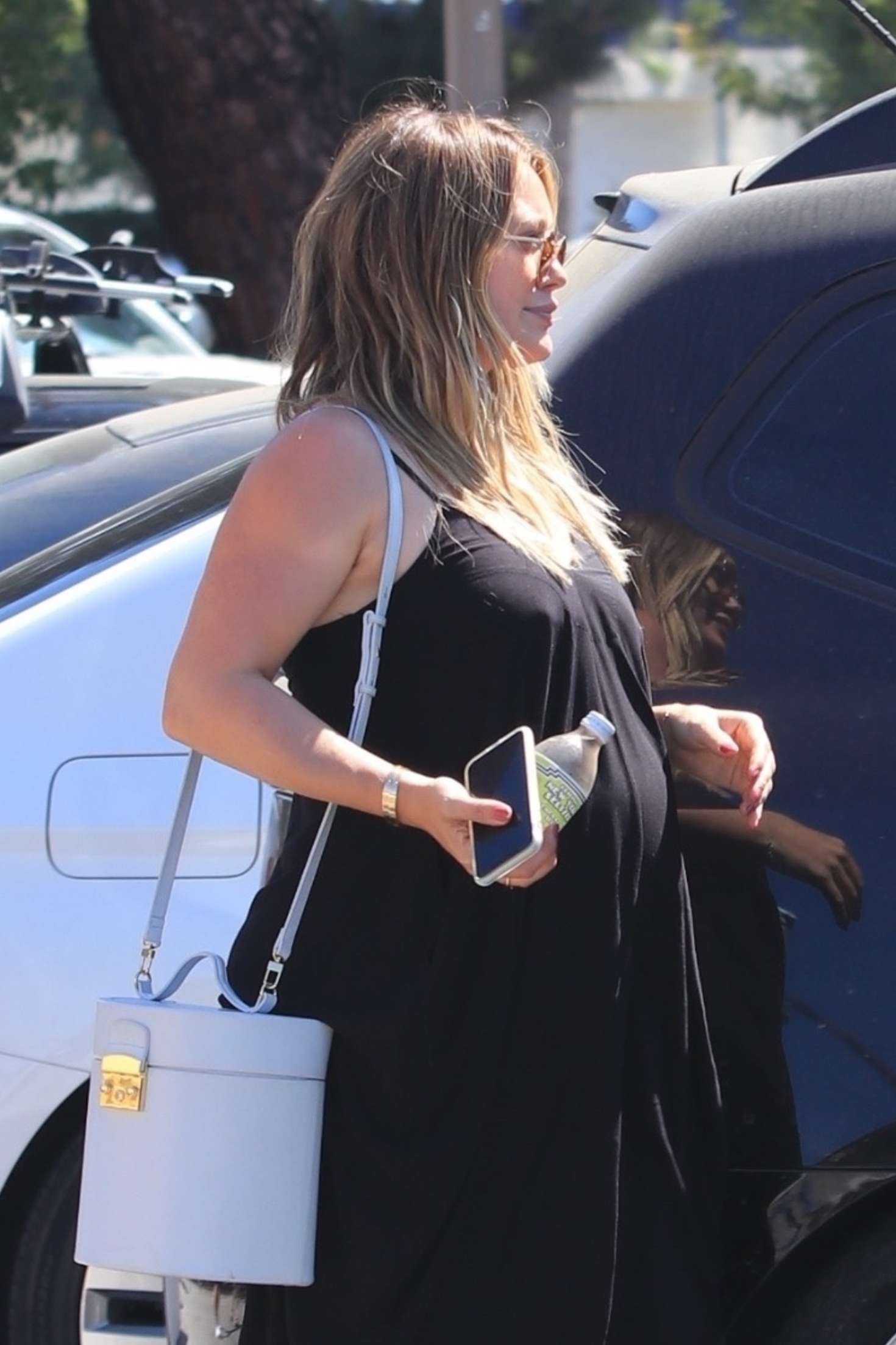 Hilary Duff in Long Black Dress â€“ Out in Studio City