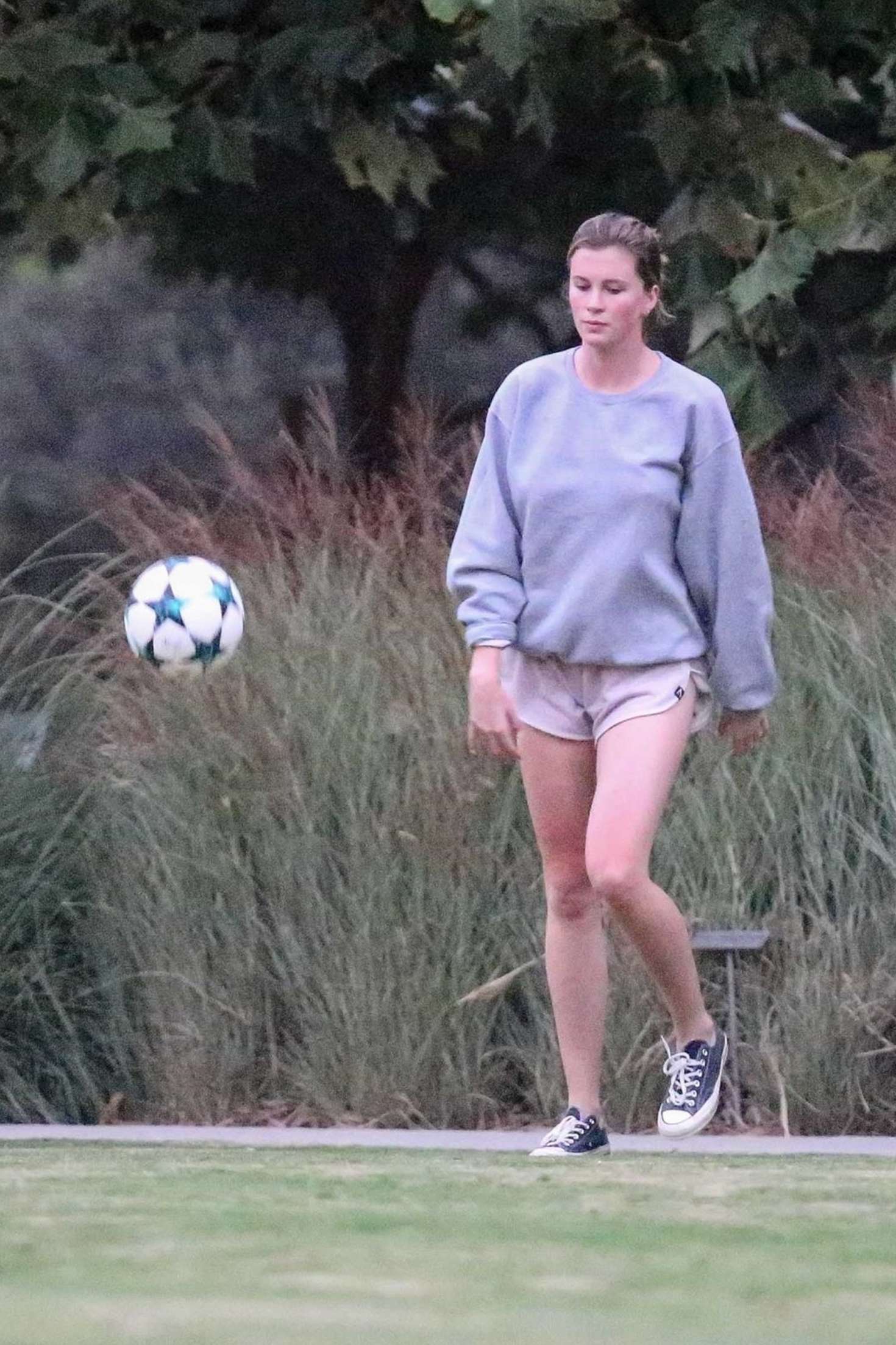 Ireland Baldwin â€“ Playing Soccer at a park in Los Angeles