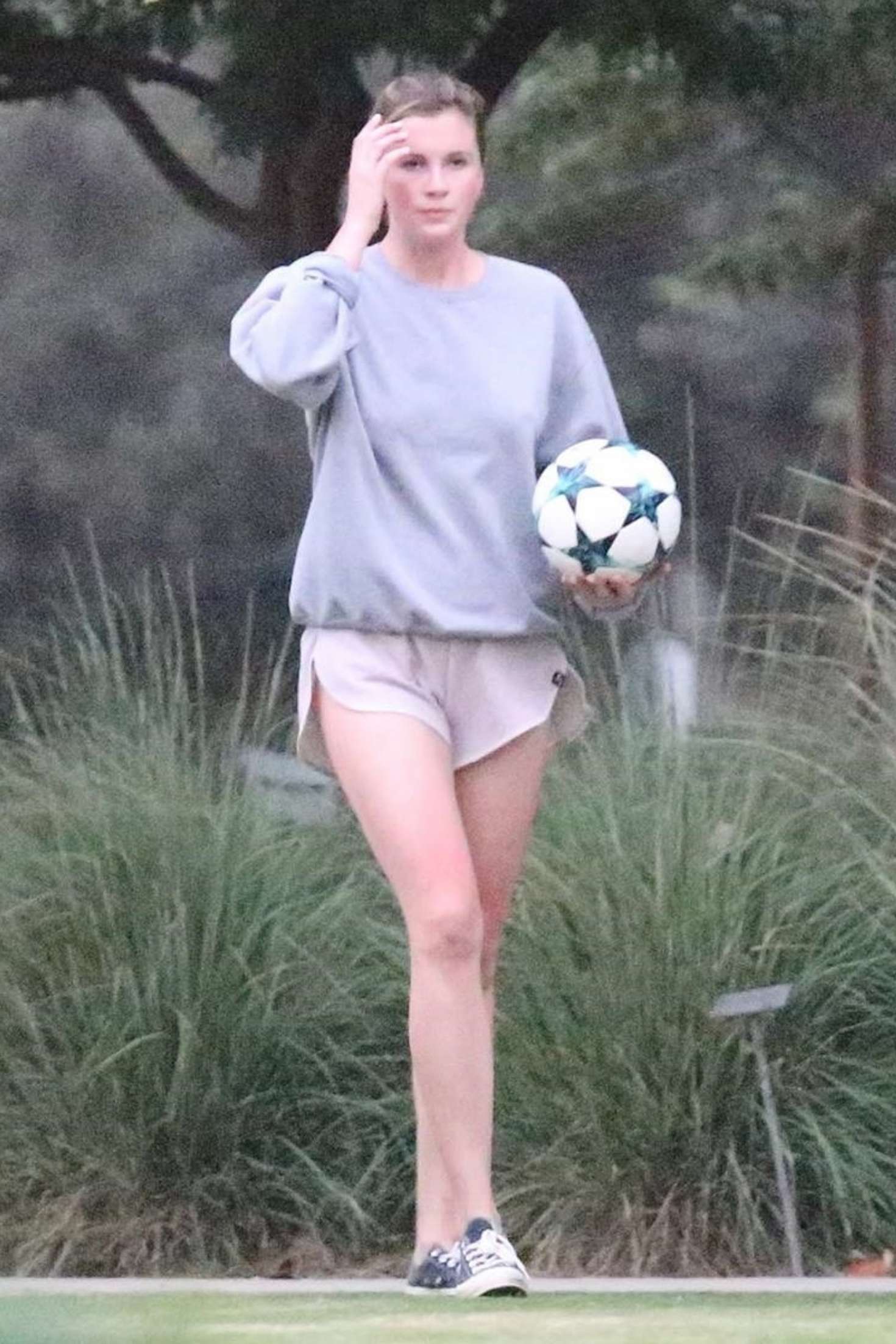 Ireland Baldwin â€“ Playing Soccer at a park in Los Angeles