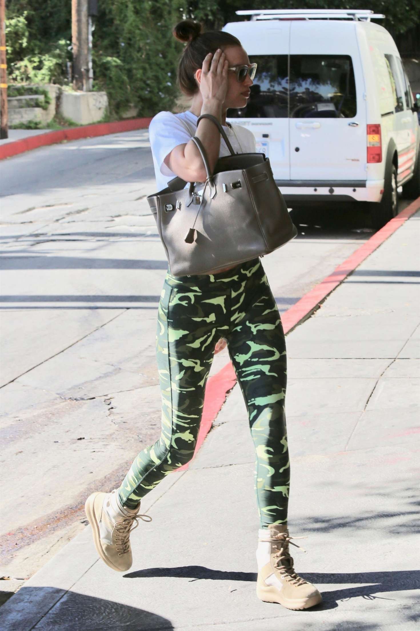 Irina Shayk in Camouflage Leggings â€“ Out in West Hollywood
