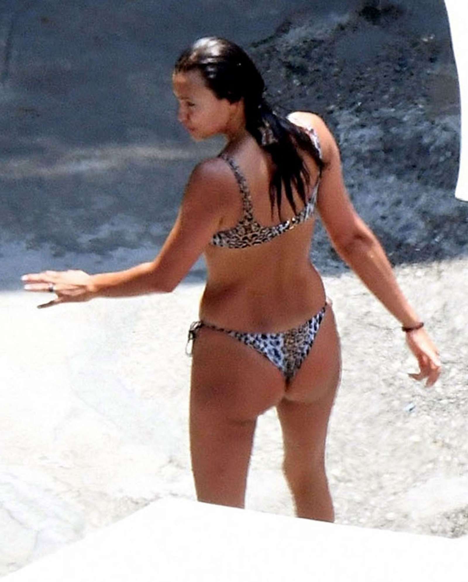 Irina Shayk in Leopard Print Bikini on holiday in Positano