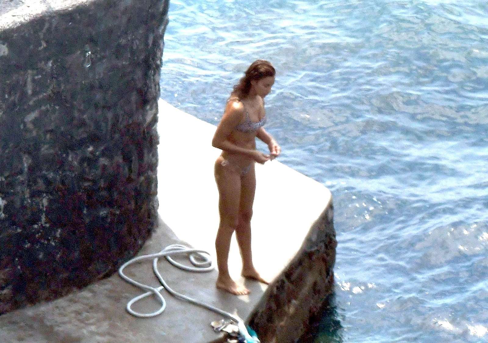 Irina Shayk in Leopard Print Bikini on holiday in Positano
