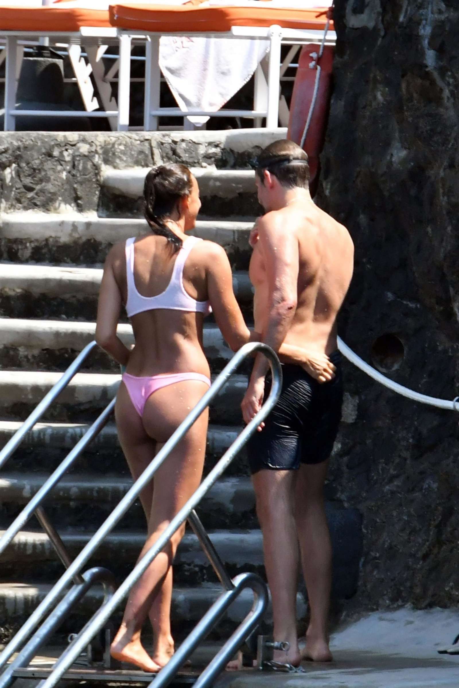 Irina Shayk in Pink Bikini on holiday in Positano