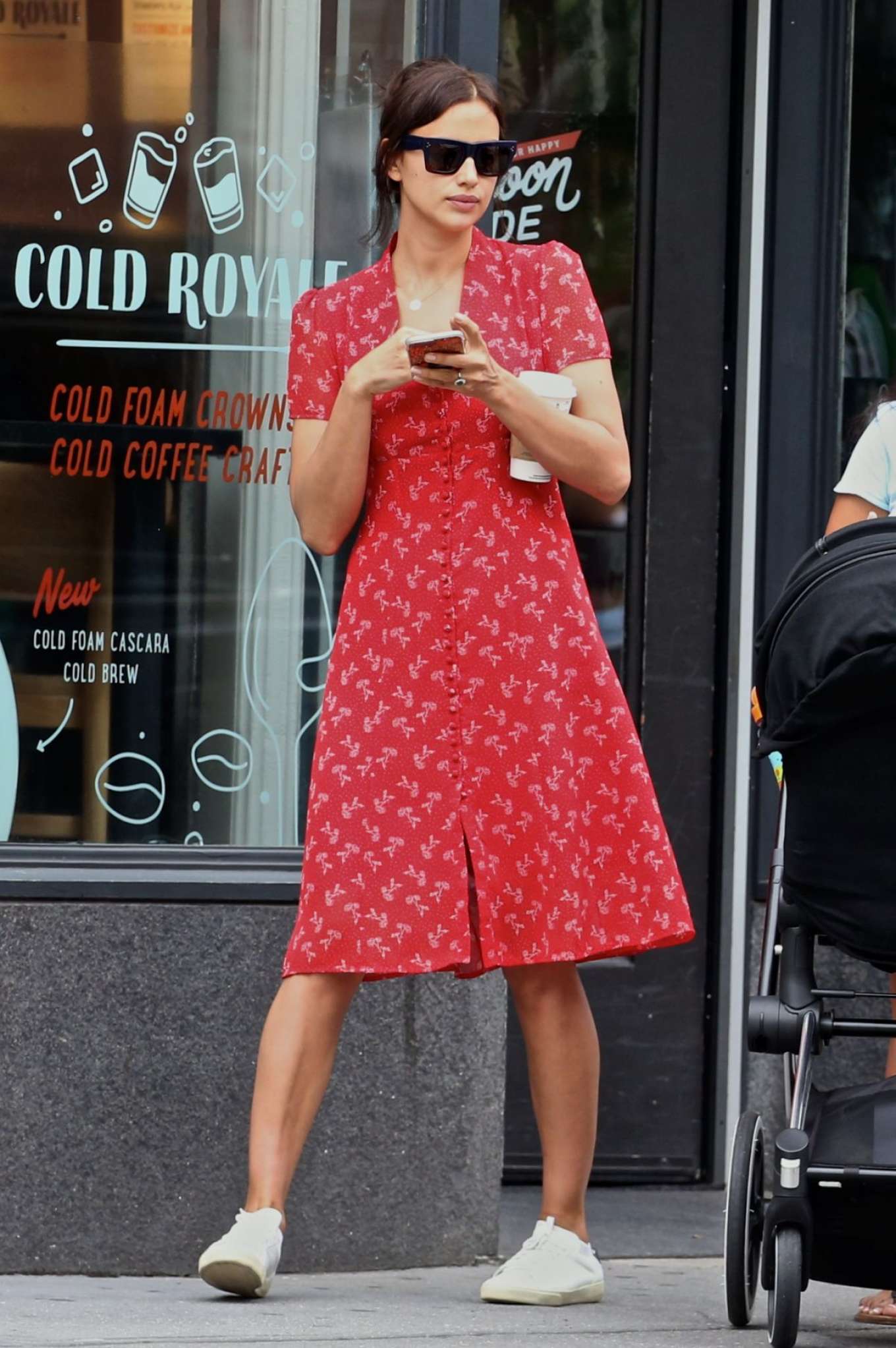 Irina Shayk in Red Dress â€“ Out in New York