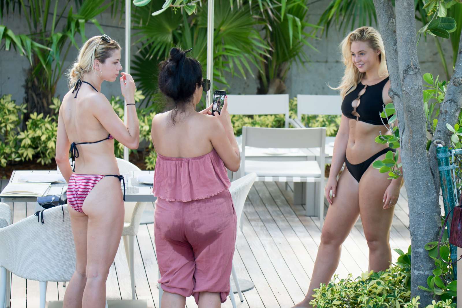 Iskra Lawrence in Black Bikini on Miami Beach