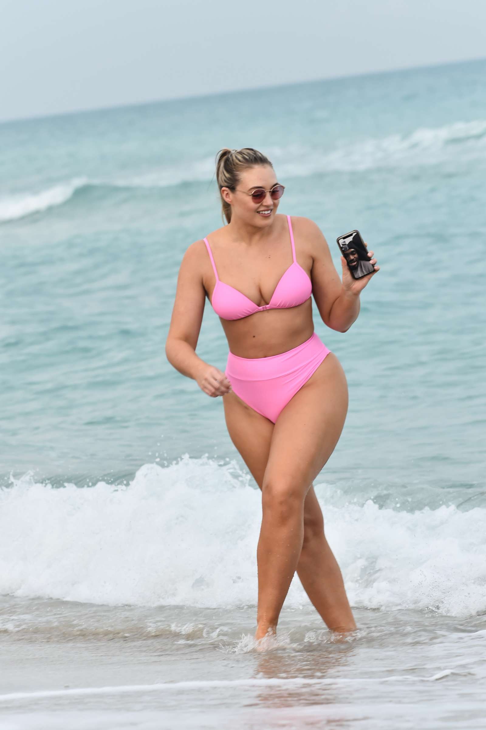 Iskra Lawrence in Pink Bikini at the beach in Miami