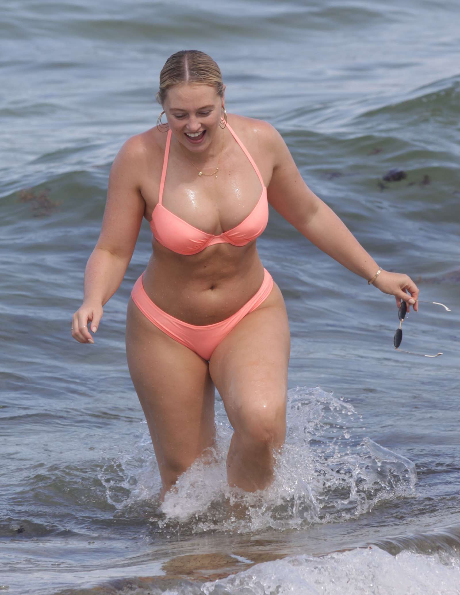 Iskra Lawrence in Pink Bikini on the beach in Miami