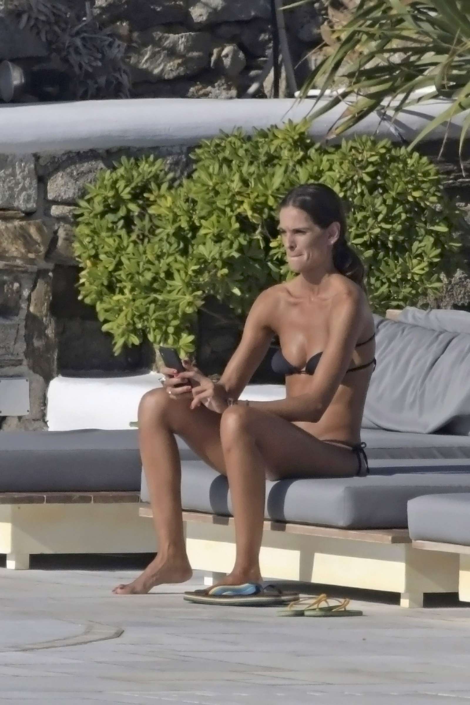 Izabel Goulart in Black Bikini in Mykonos