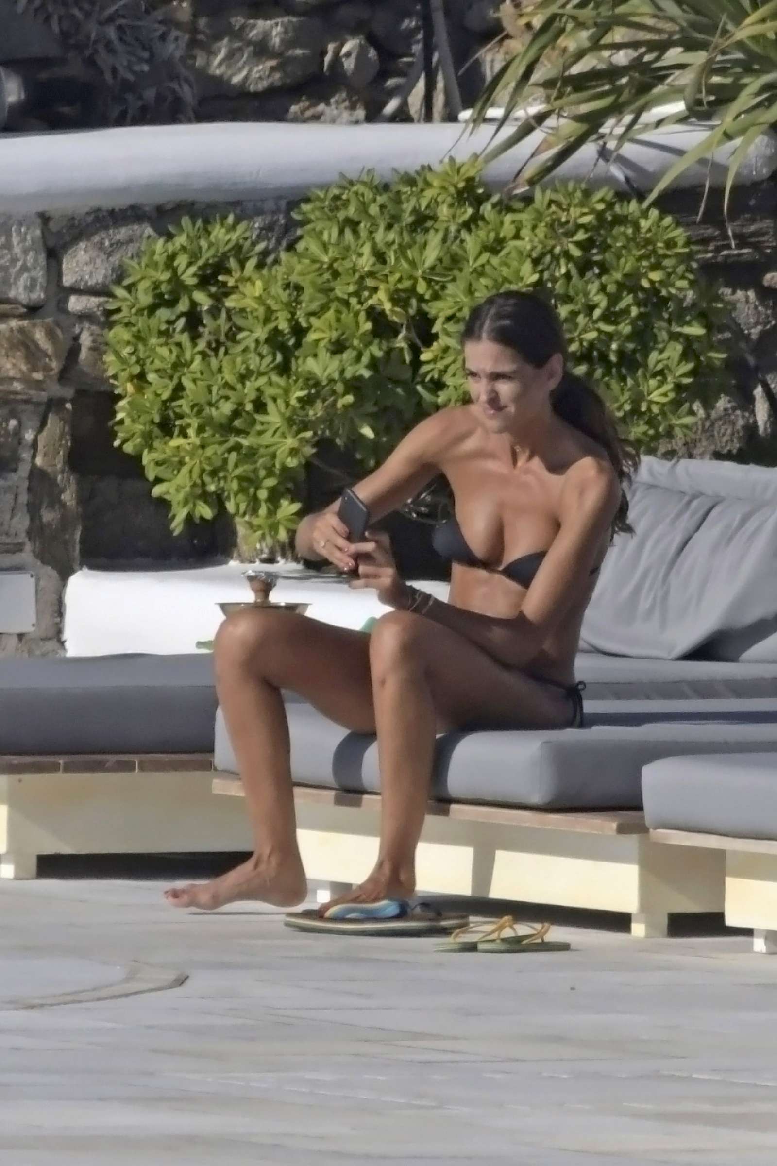 Izabel Goulart in Black Bikini in Mykonos