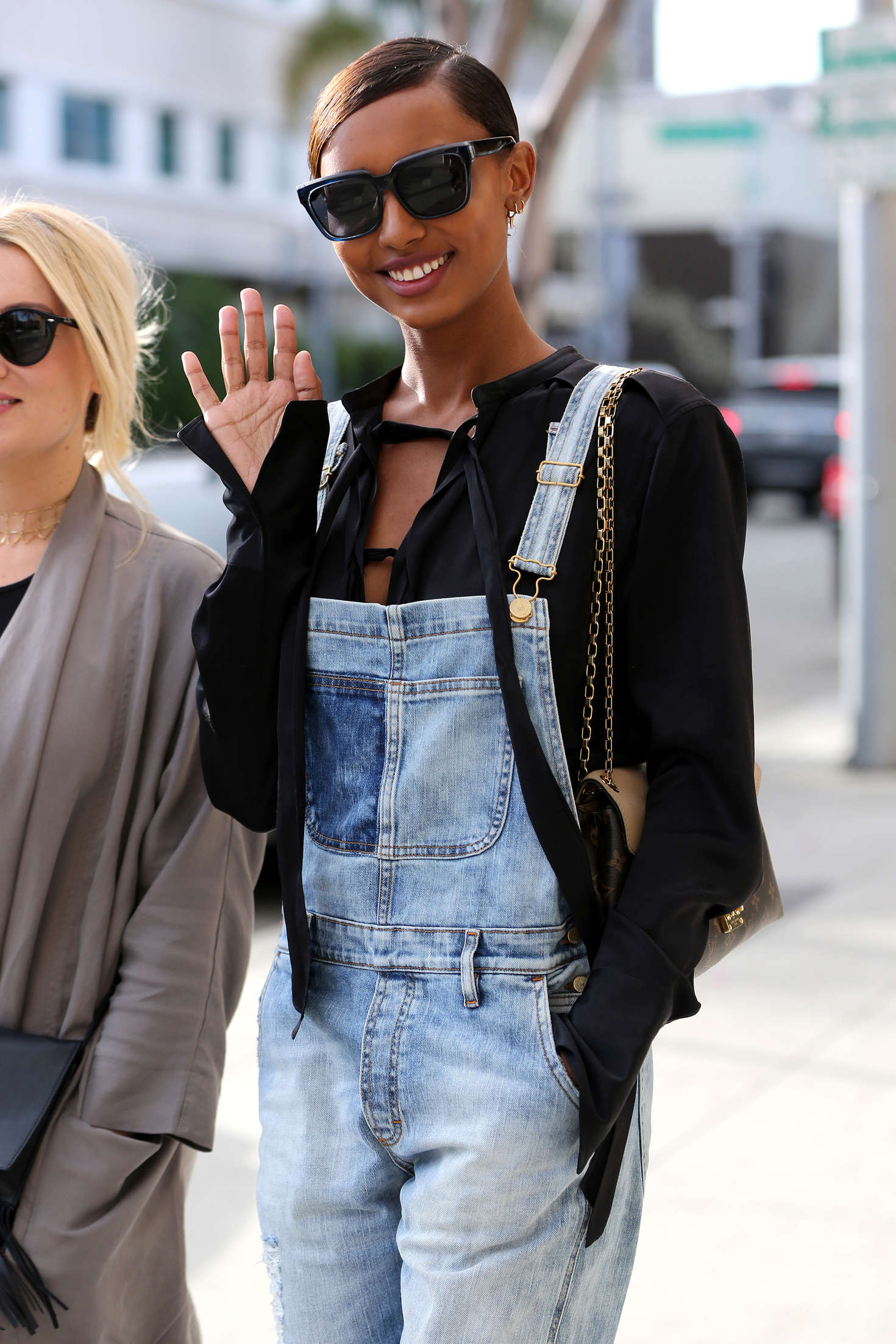 Jasmine Tookes at Il Pastaio with friends in Beverly Hills