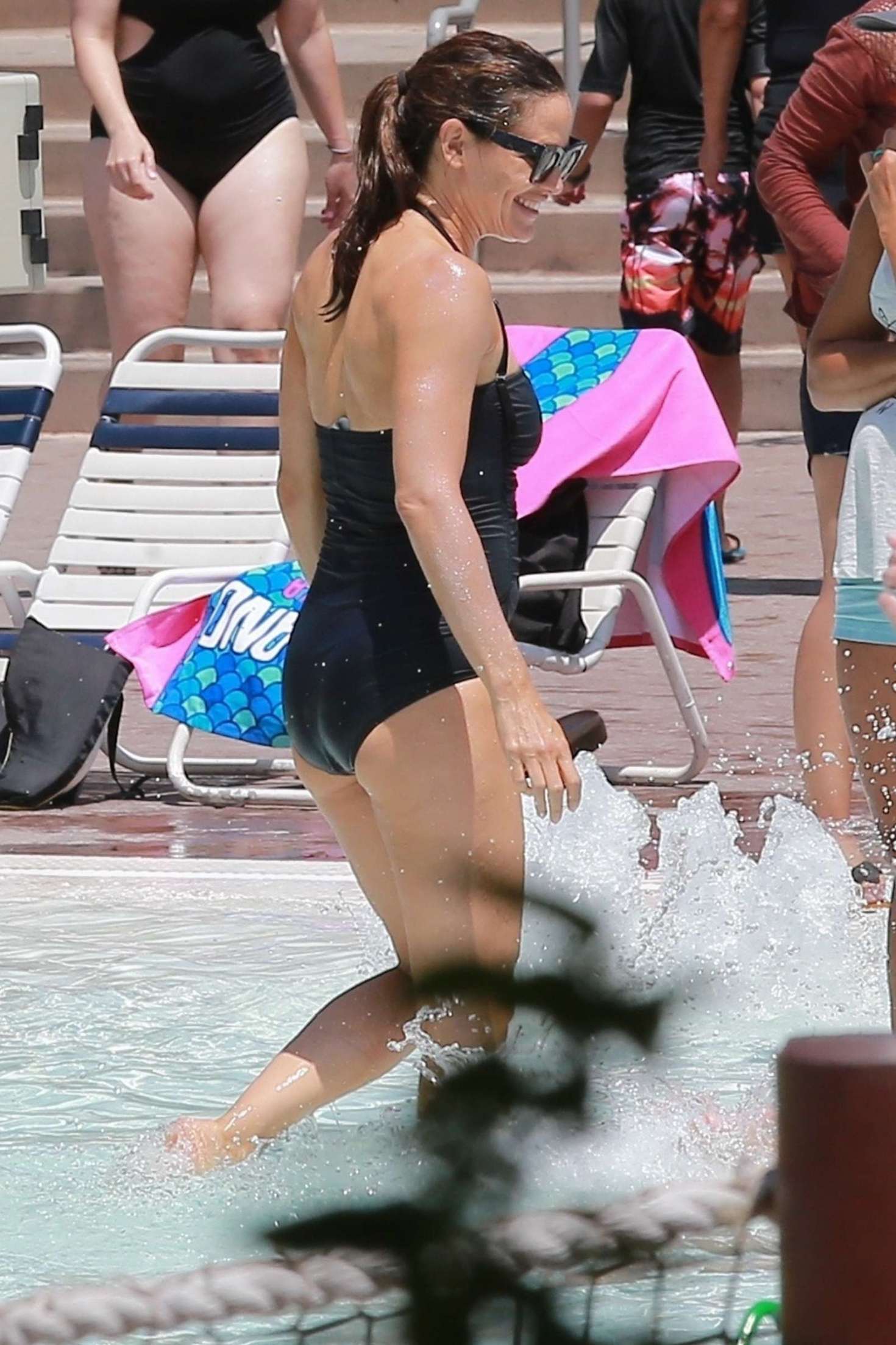 Jennifer Garner in Black Swimsuit at Legoland in Carlsbad