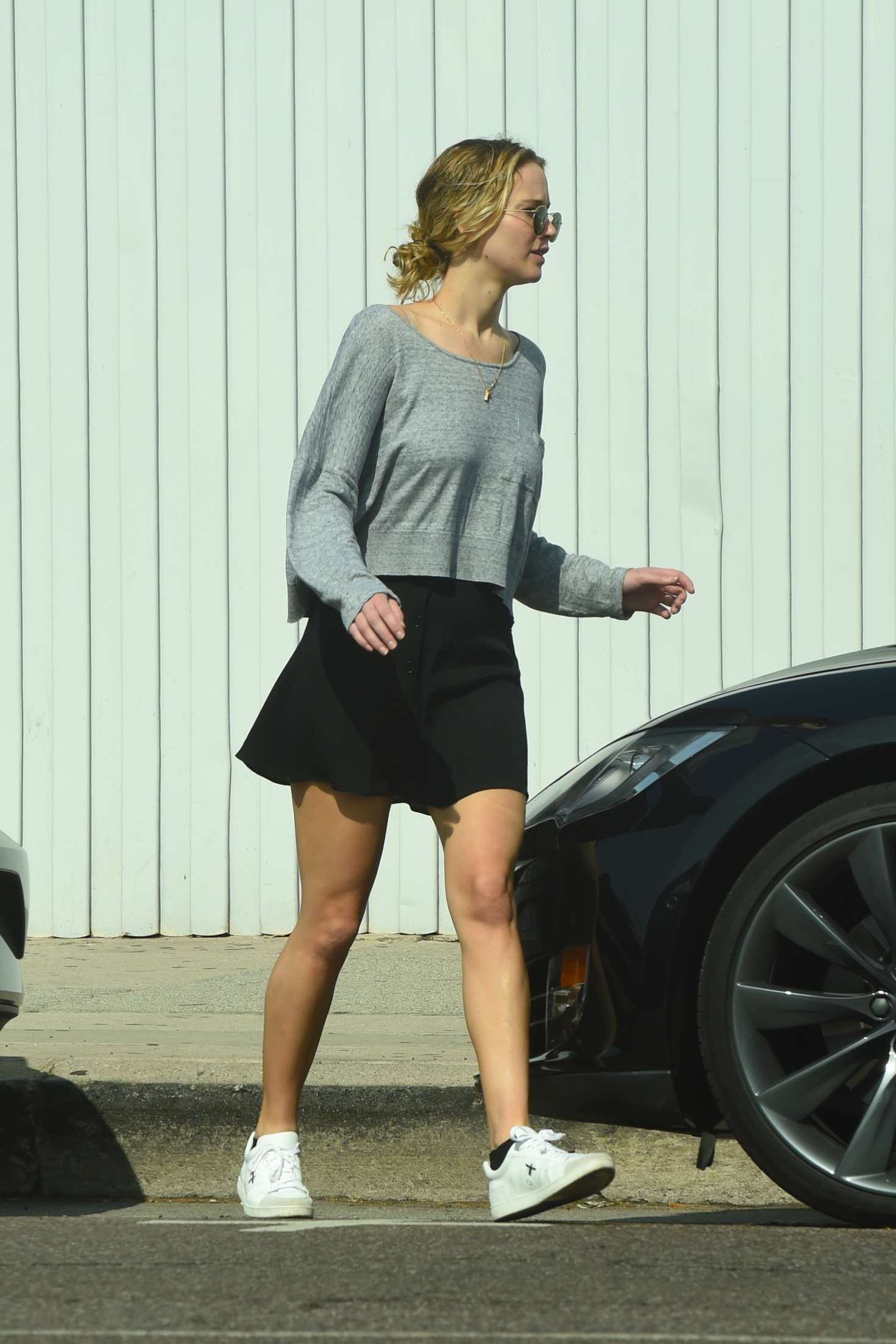 Jennifer Lawrence in Black Mini Skirt â€“ Out in Los Angeles