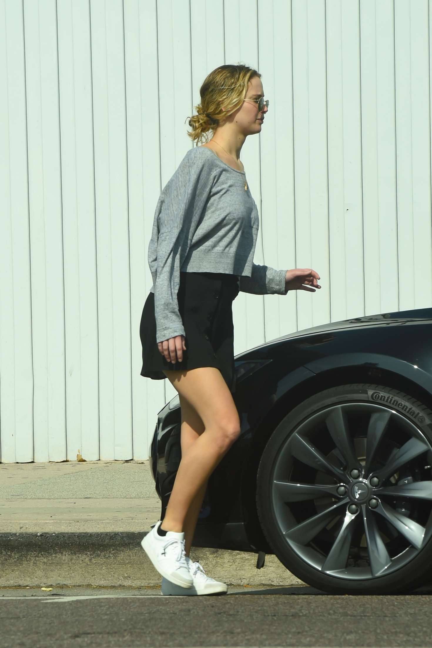 Jennifer Lawrence in Black Mini Skirt â€“ Out in Los Angeles