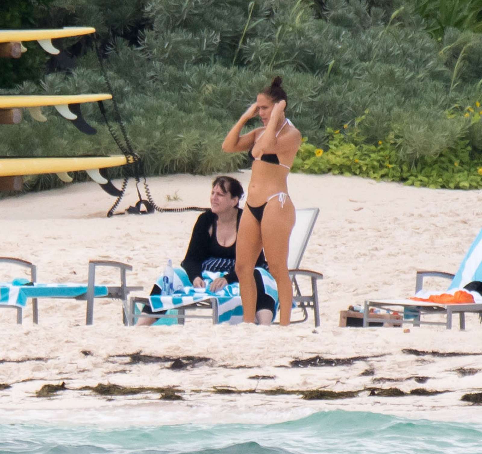 Jennifer Lopez in Black Bikini at the beach in Nassau