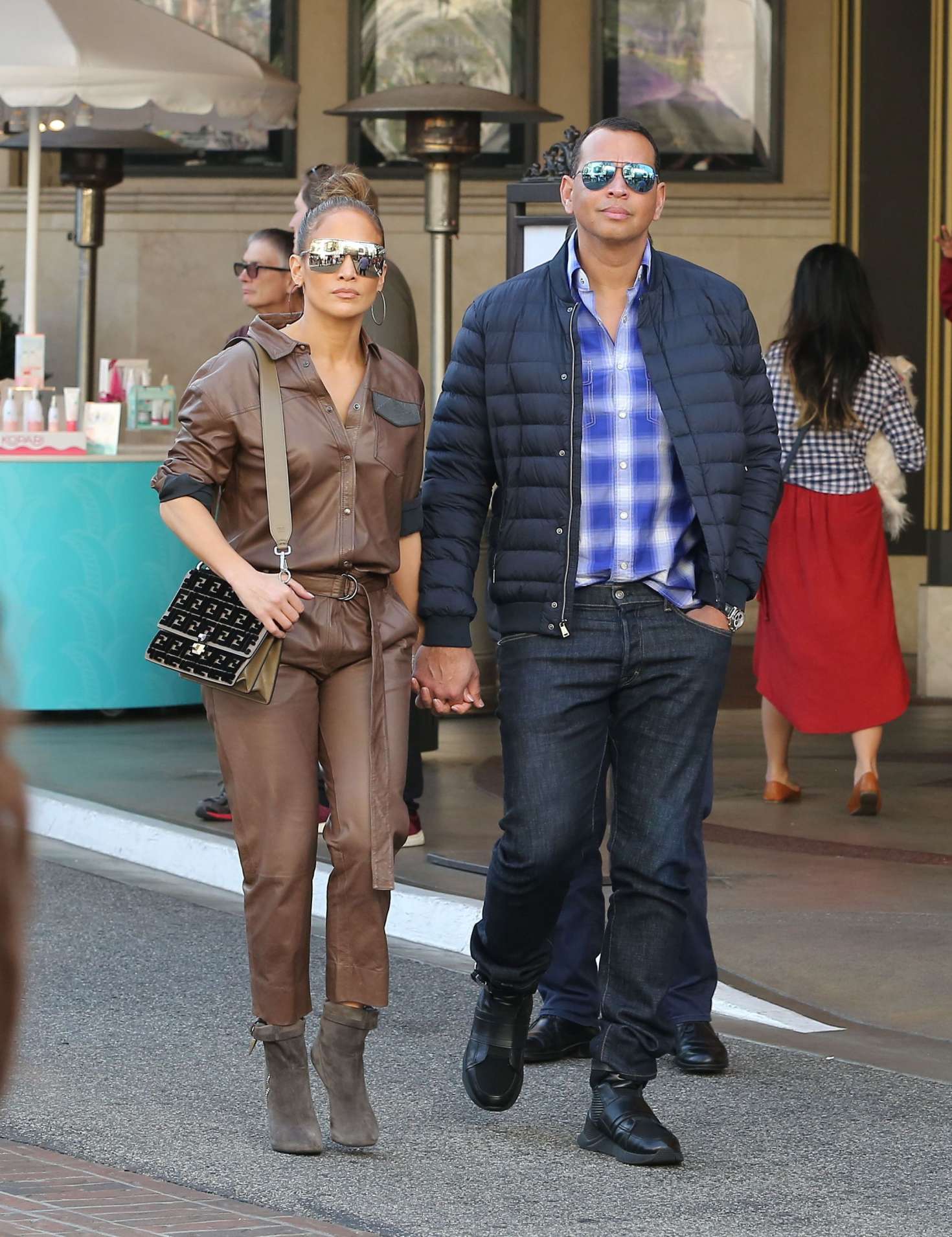Jennifer Lopez in Leather Jumpsuit â€“ Shopping in Beverly Hills