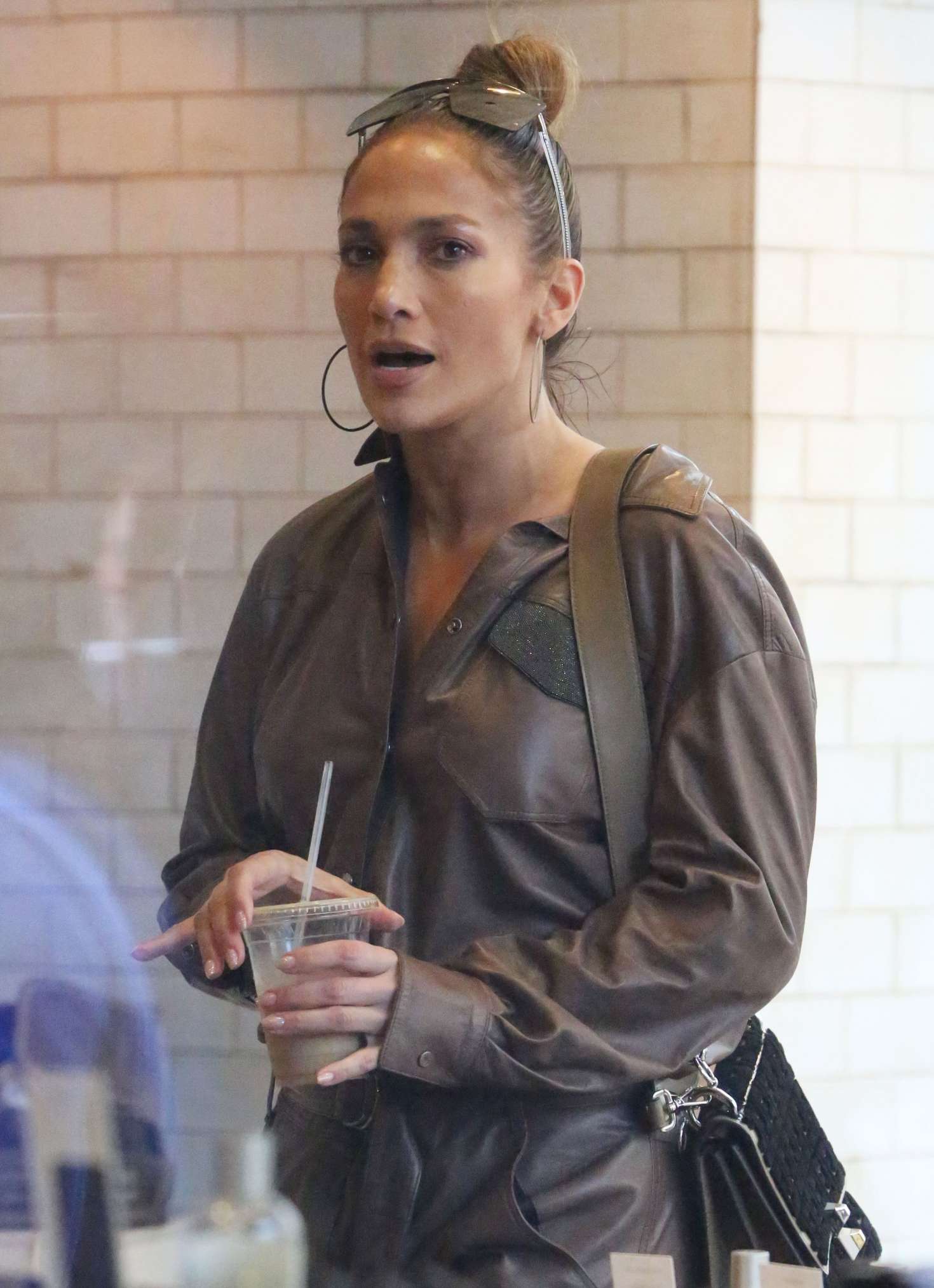 Jennifer Lopez in Leather Jumpsuit â€“ Shopping in Beverly Hills