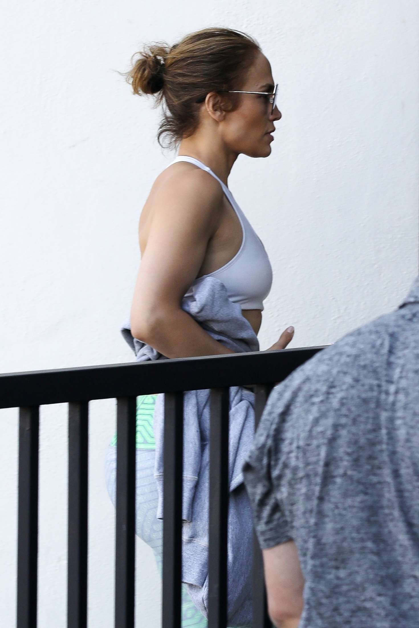 Jennifer Lopez in Sports Bra and Tights at the gym in Los Angeles