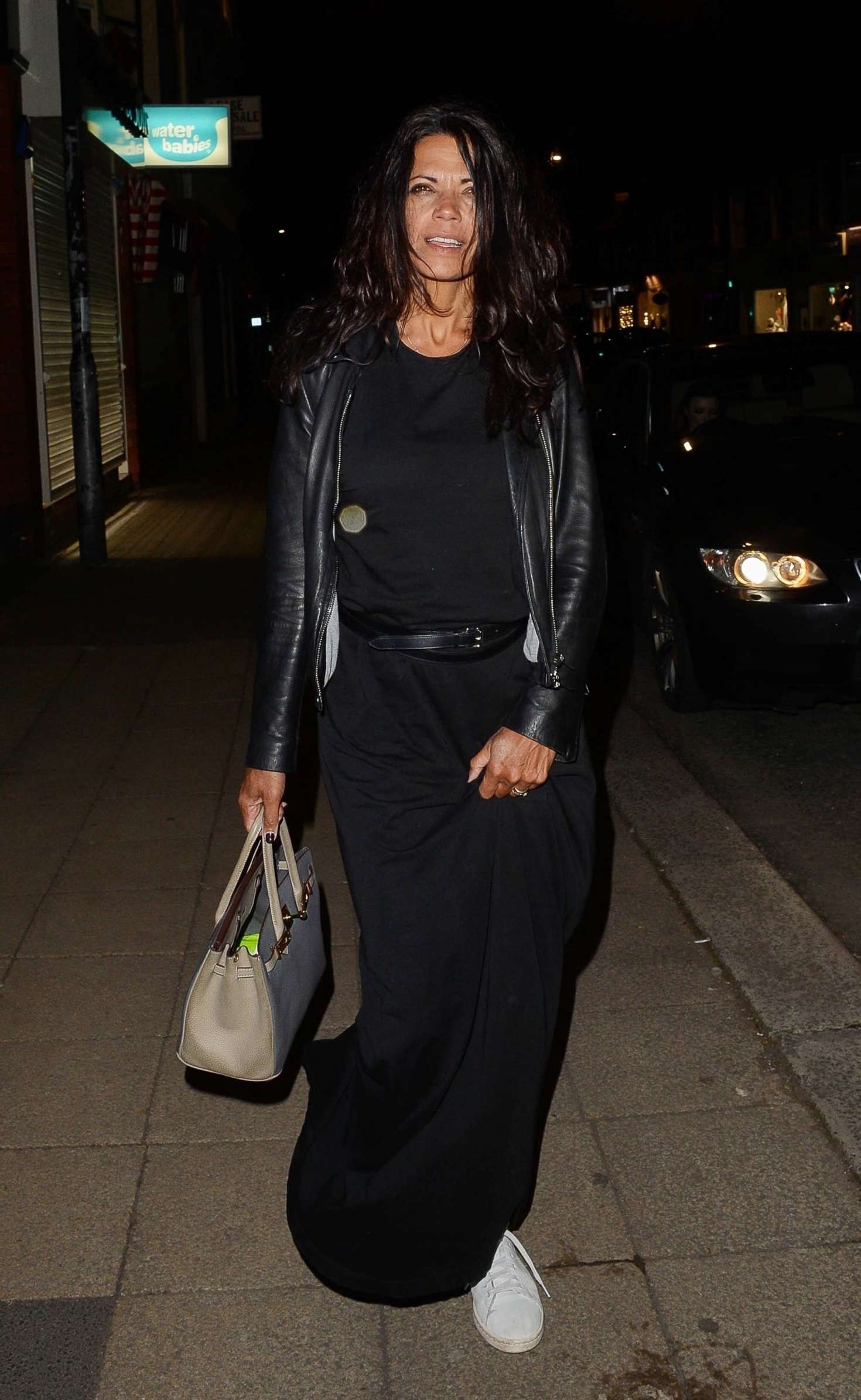 Jenny Powell in Long Black Dress out in Cheshire