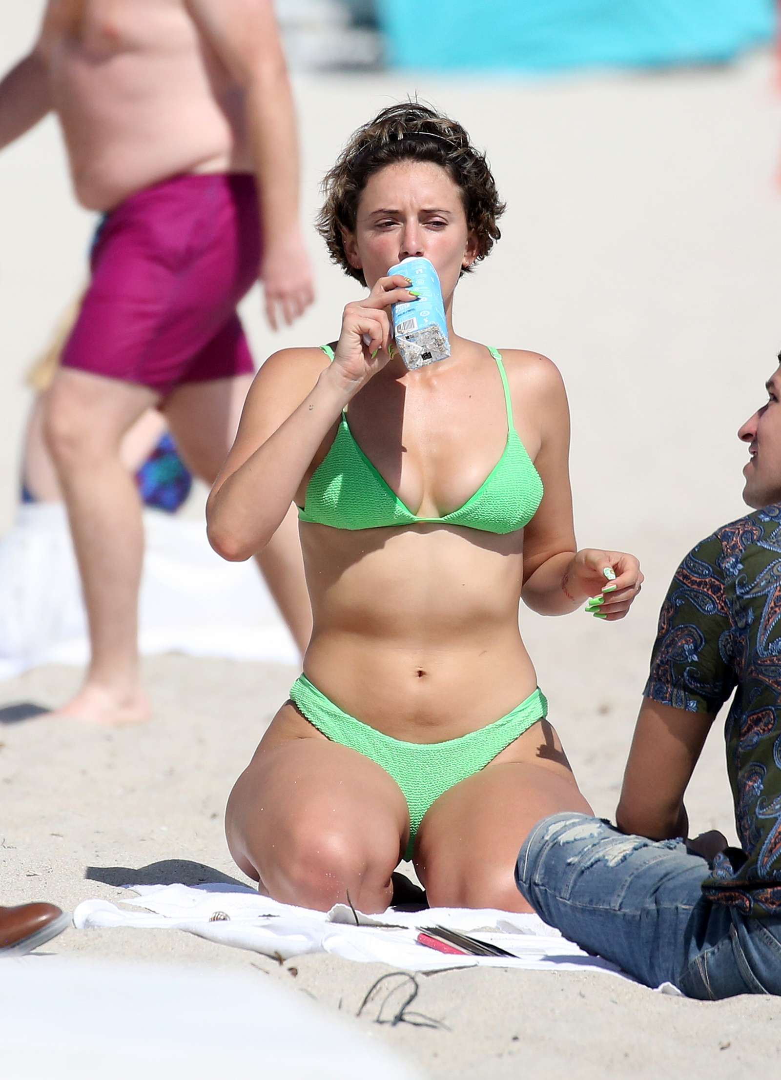 Julieanna Goddard in Green Bikini on the beach in Miami