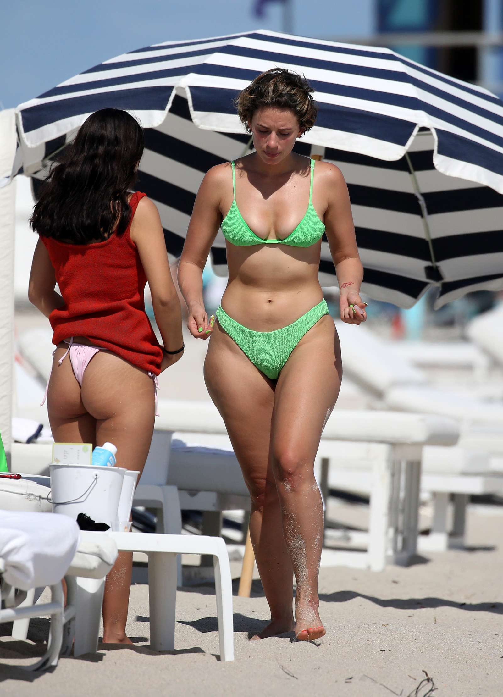 Julieanna Goddard in Green Bikini on the beach in Miami