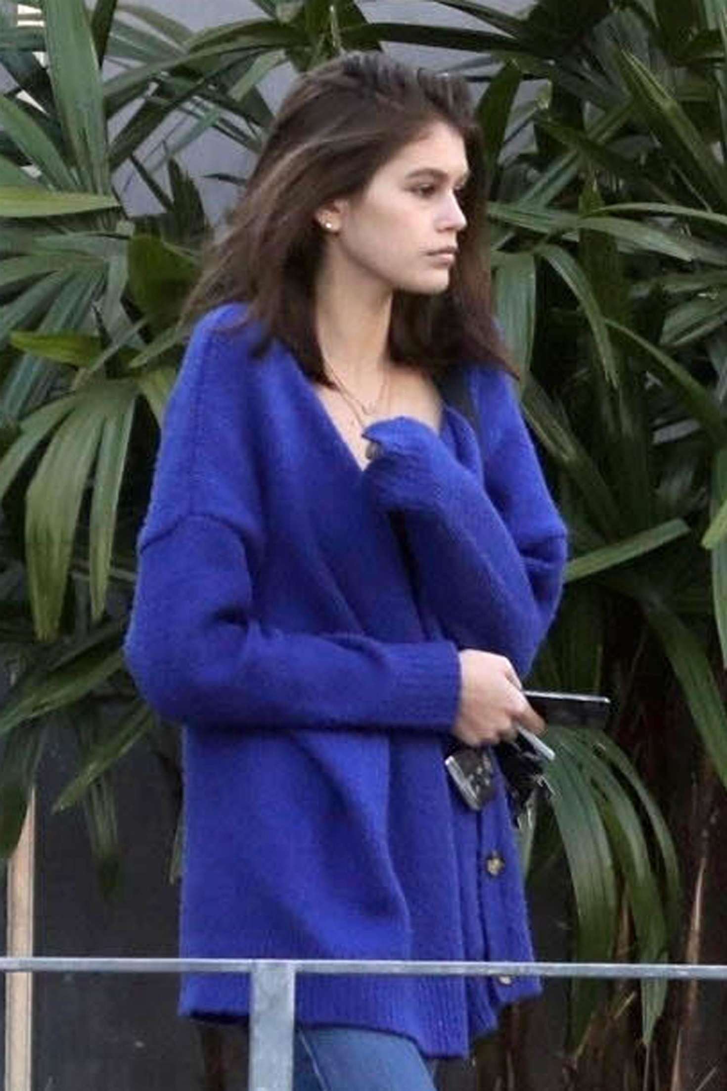 Kaia Gerber in Blue Sweaters â€“ Shopping in Malibu