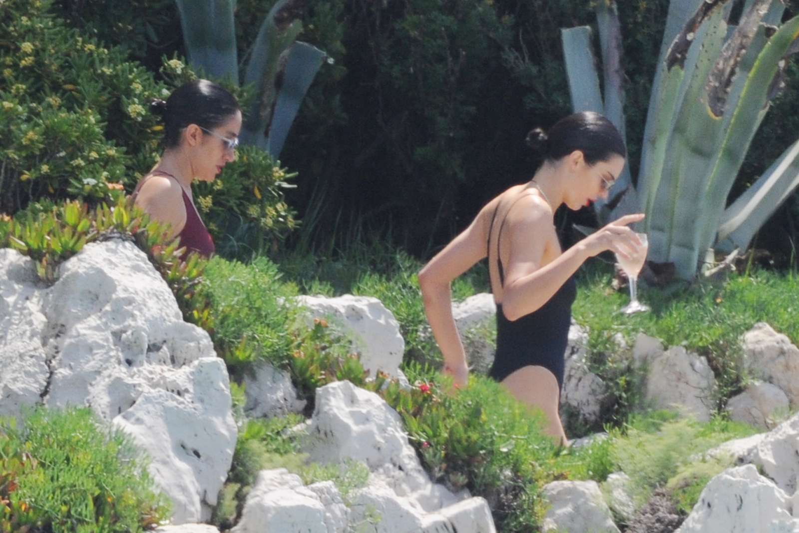 Kendall Jenner in Black Swimsuit at Eden-Roc Hotel in Cannes