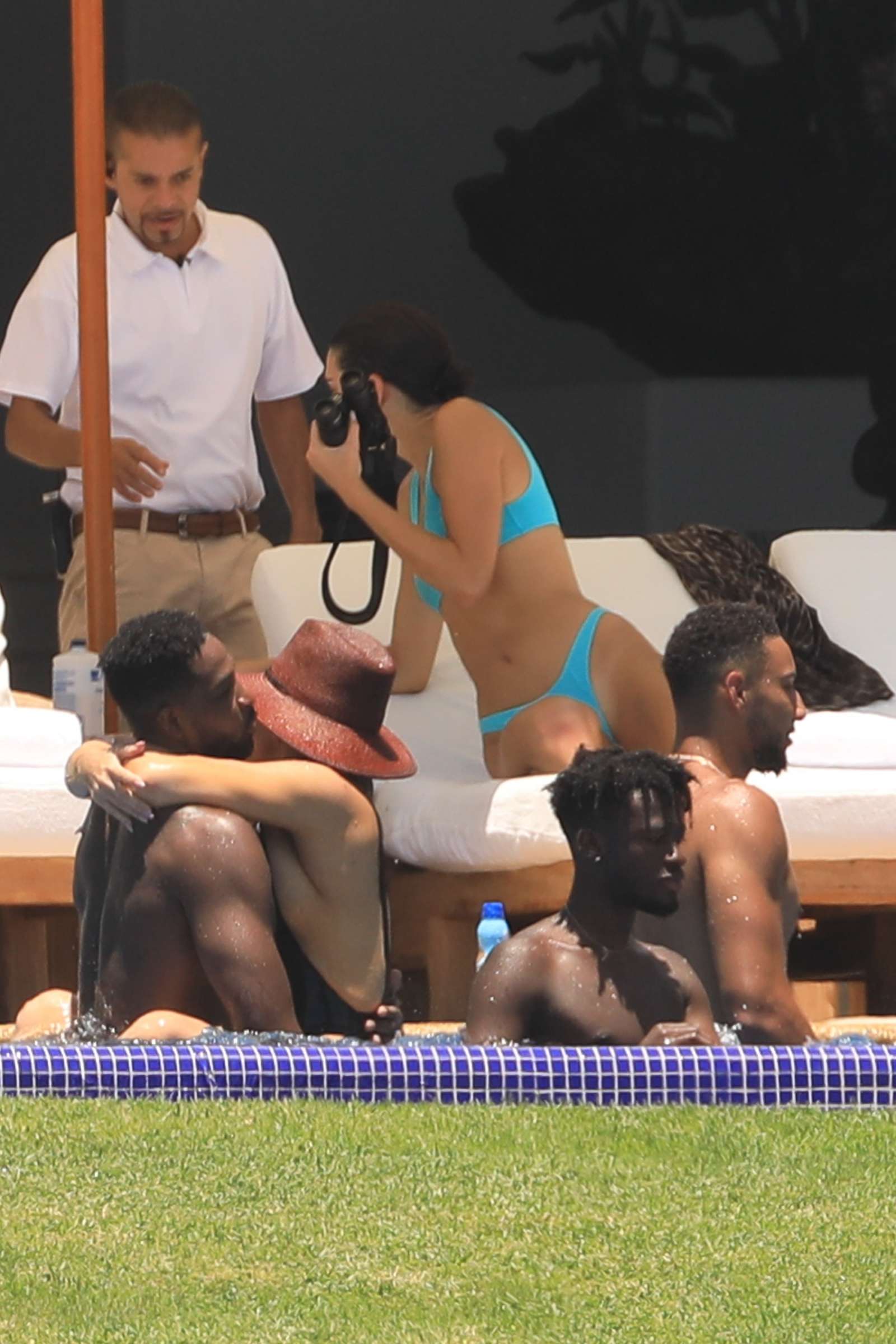 Kendall Jenner in Blue Bikini at the pool in Puerto Vallarta