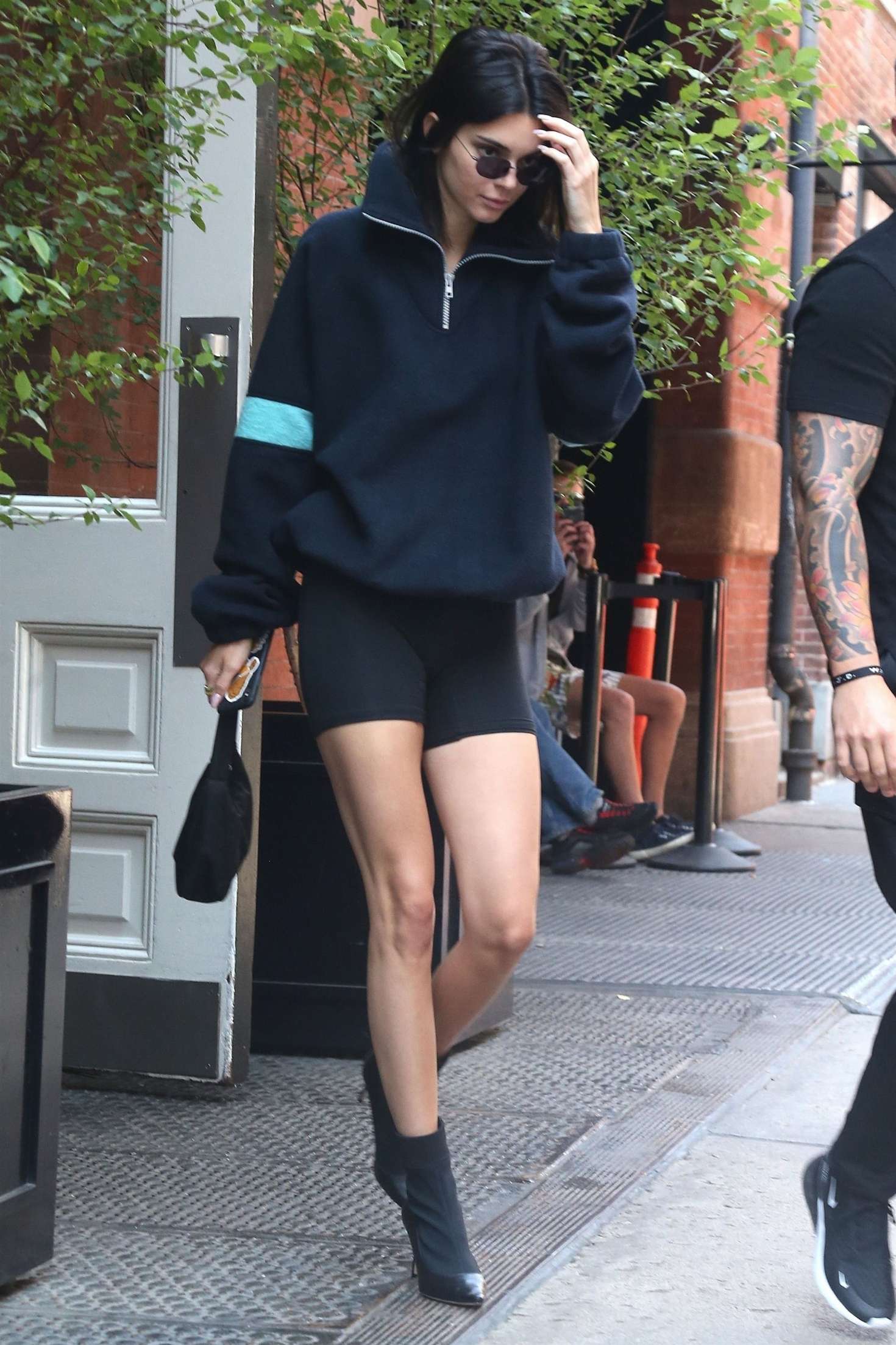 Kendall Jenner in compression shorts out in New York City