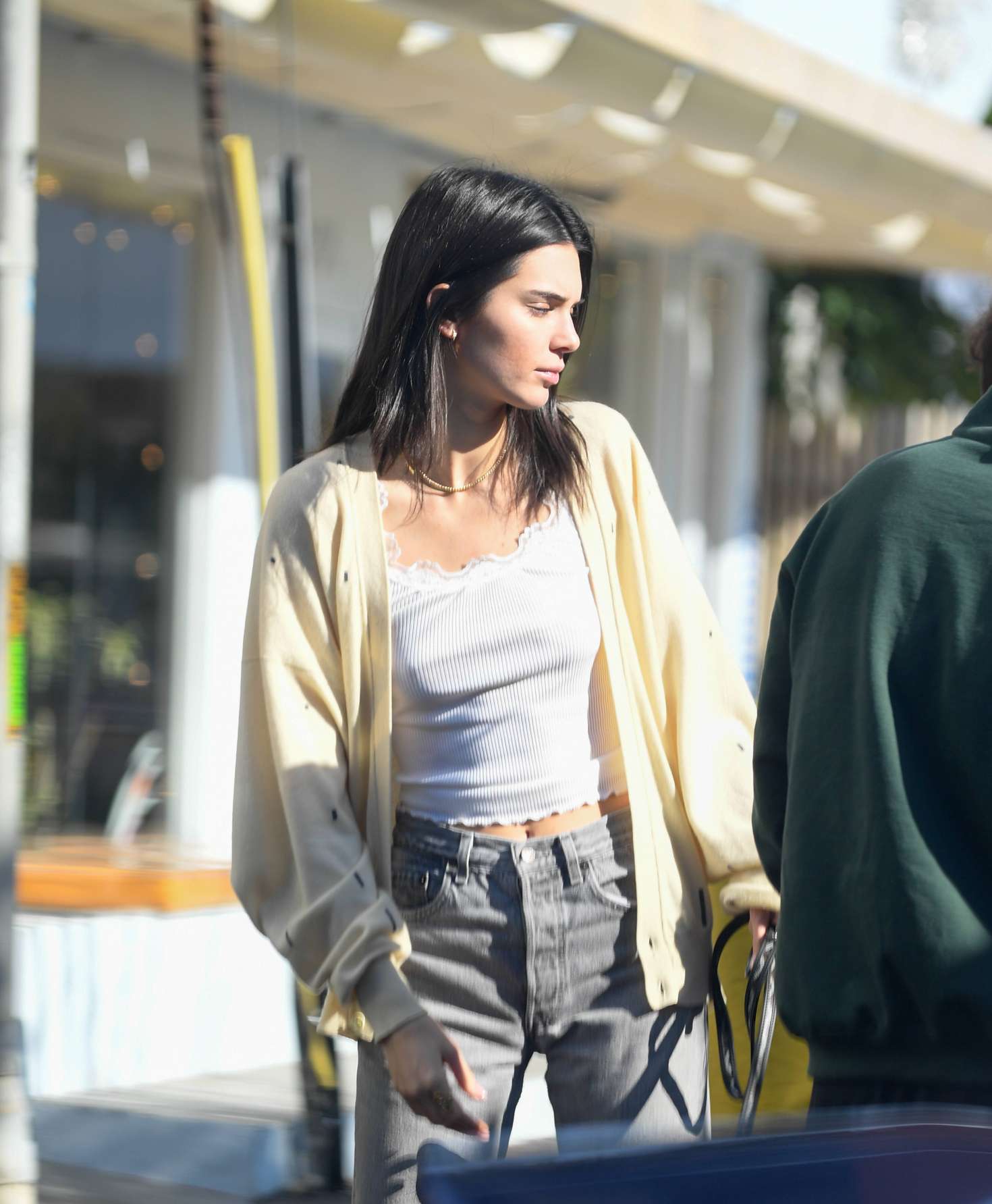 Kendall Jenner with her dog out for breakfast in LA