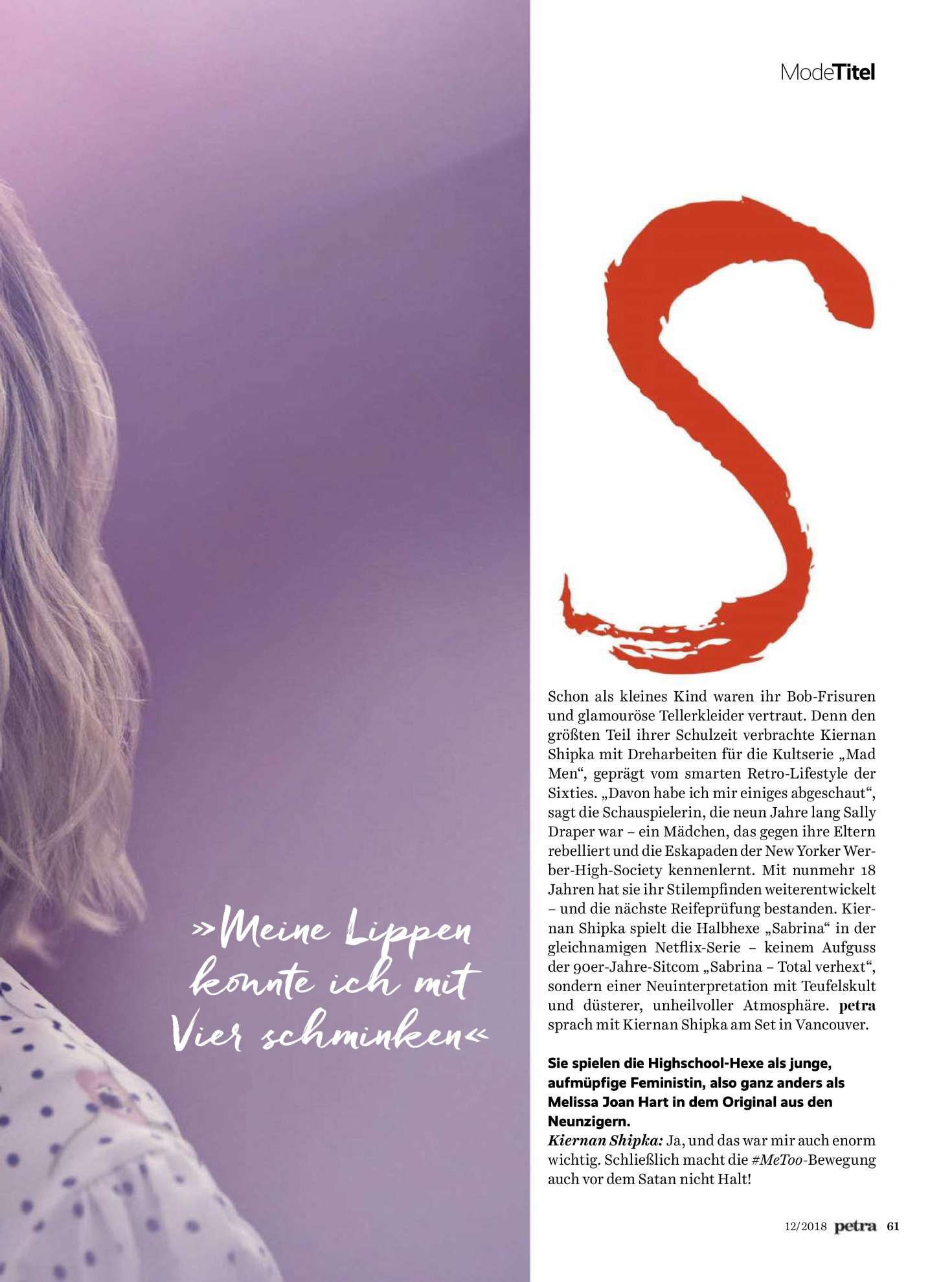 Kiernan Shipka â€“ Petra Magazine (December 2018)