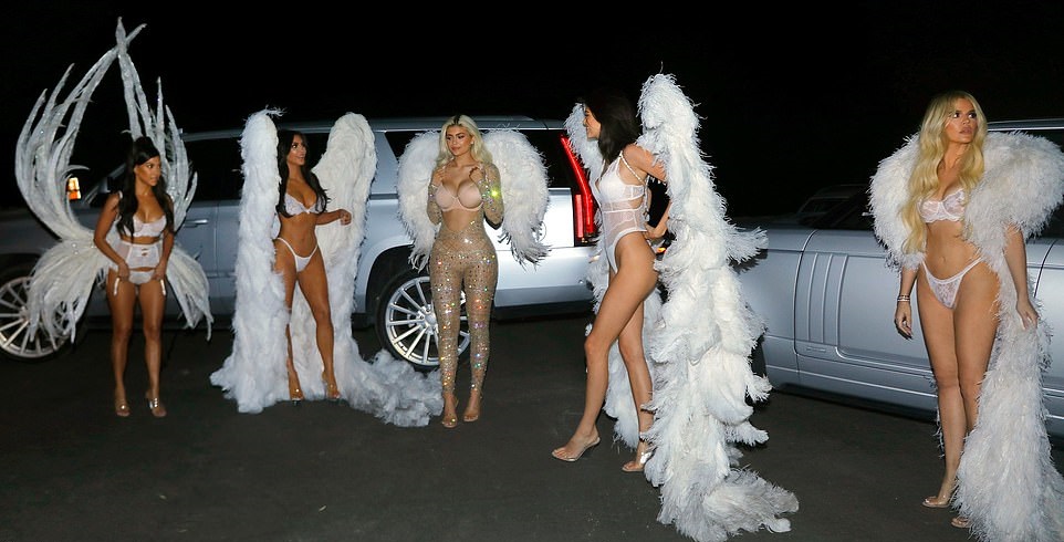 Kim, Kourtney and Khloe Kardashian and Kendall and Kylie Jenner on Halloween in LA